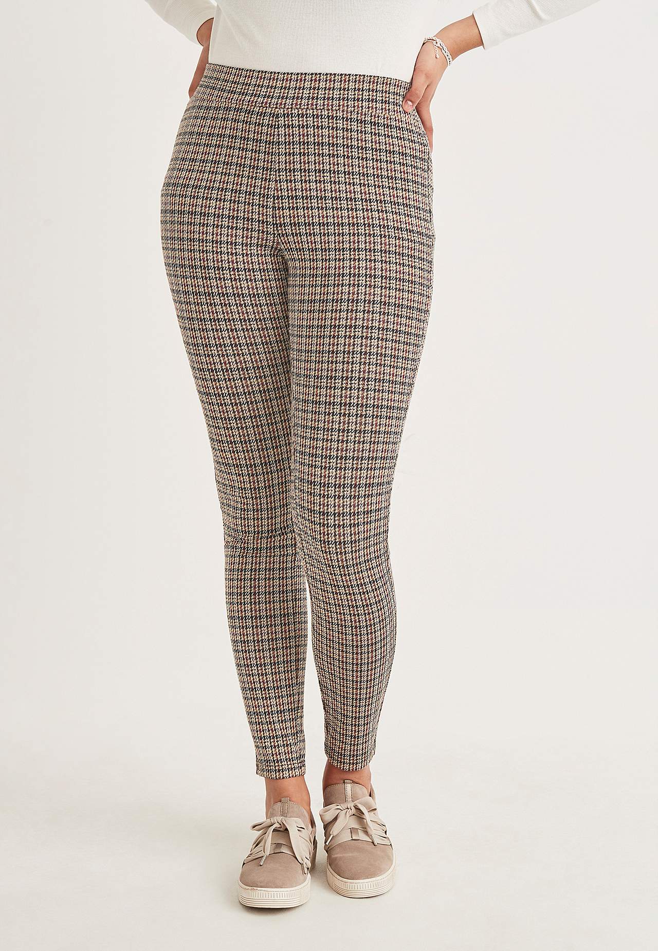 Ruudulliset, jacquard-kuvioiset leggingsit Jenny