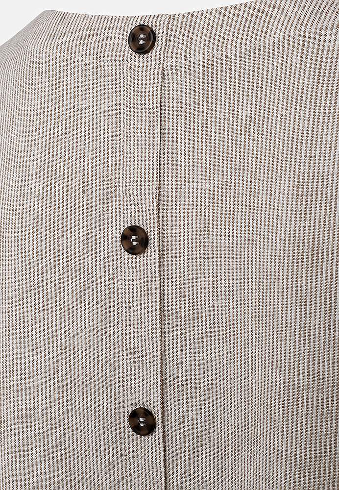 Raidallinen pellavamekko taskuilla