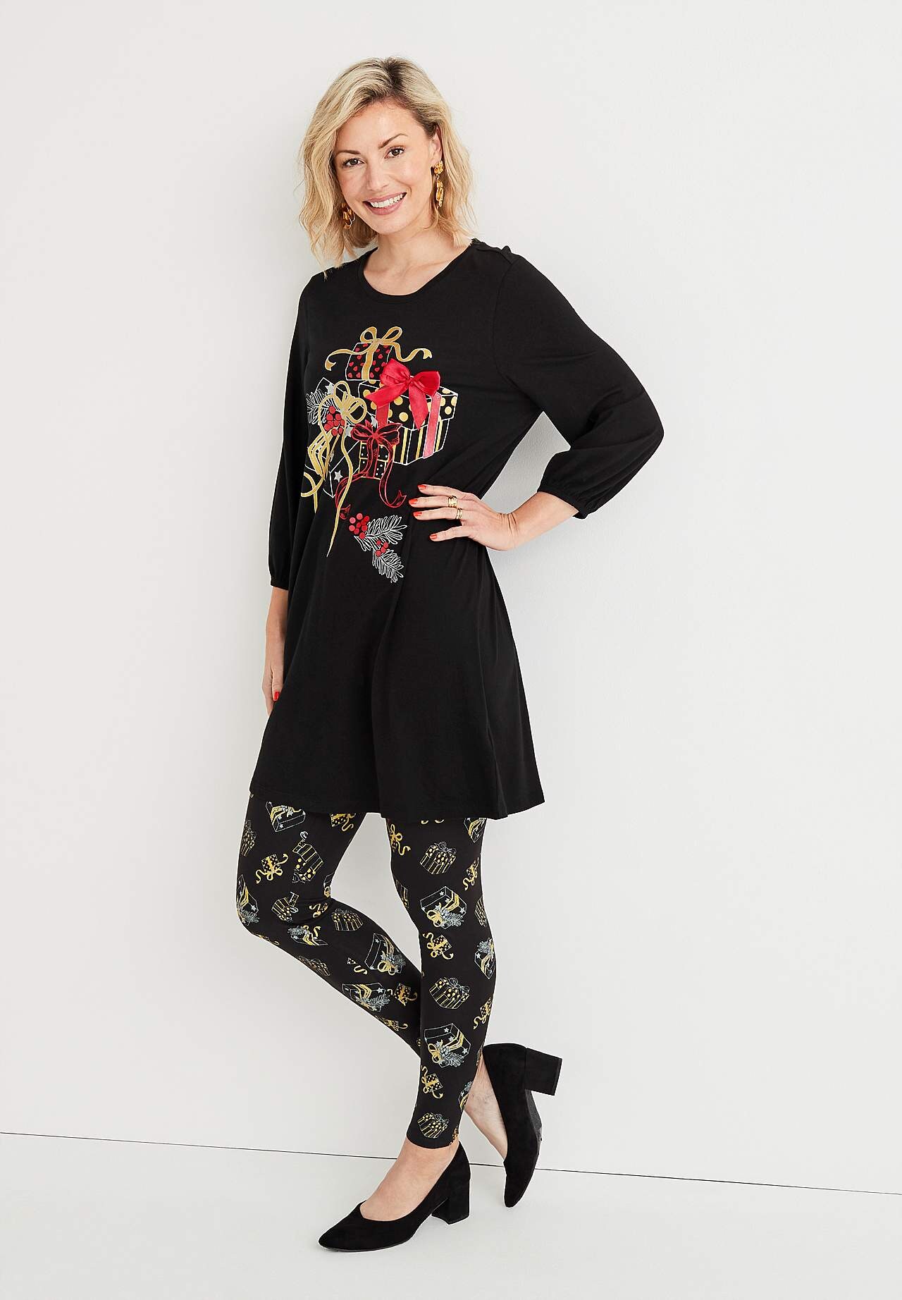 Leggingsit joulumotiivilla