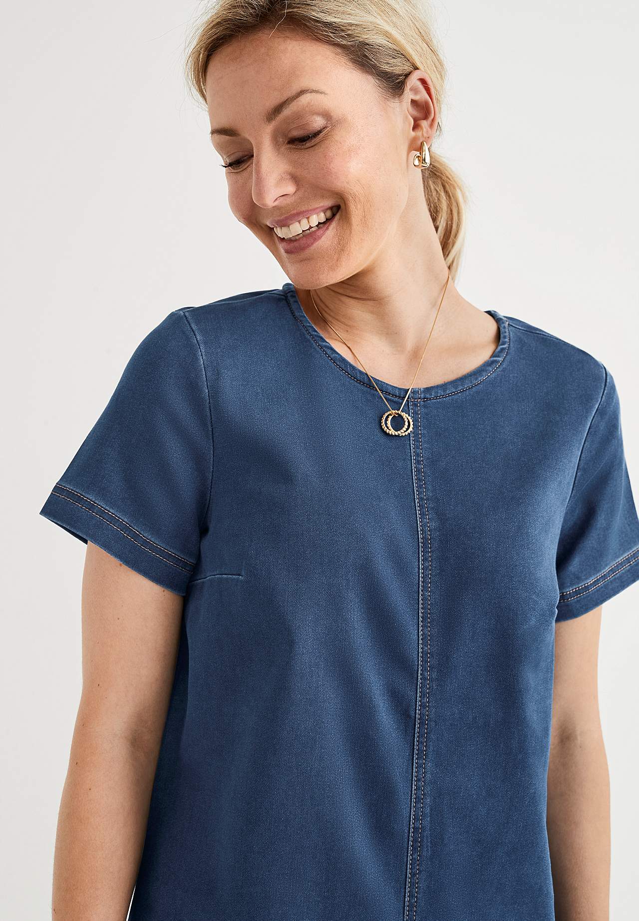 Lyhythihainen denimtunika Olina