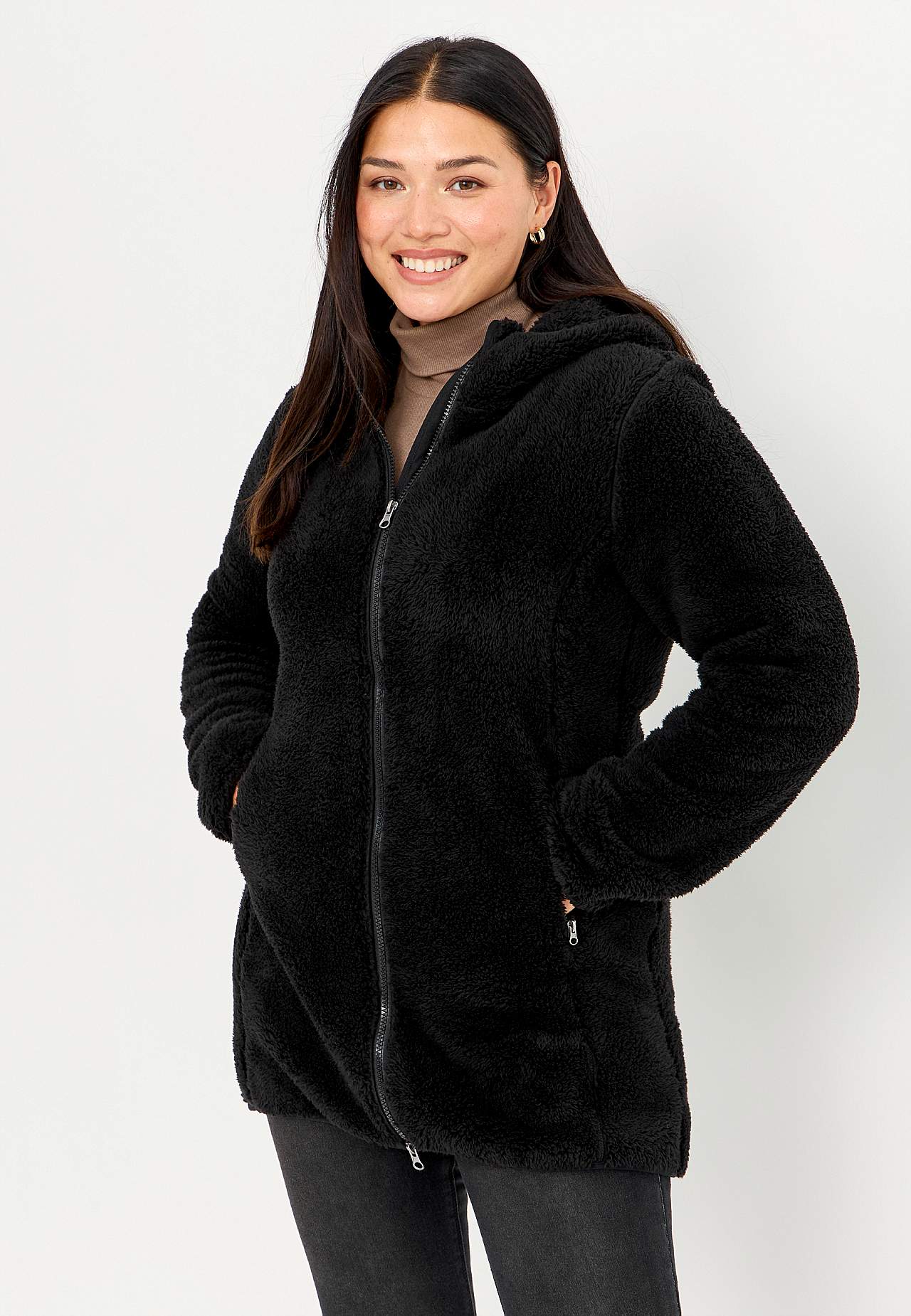 Kodikas fleece-takki hupulla