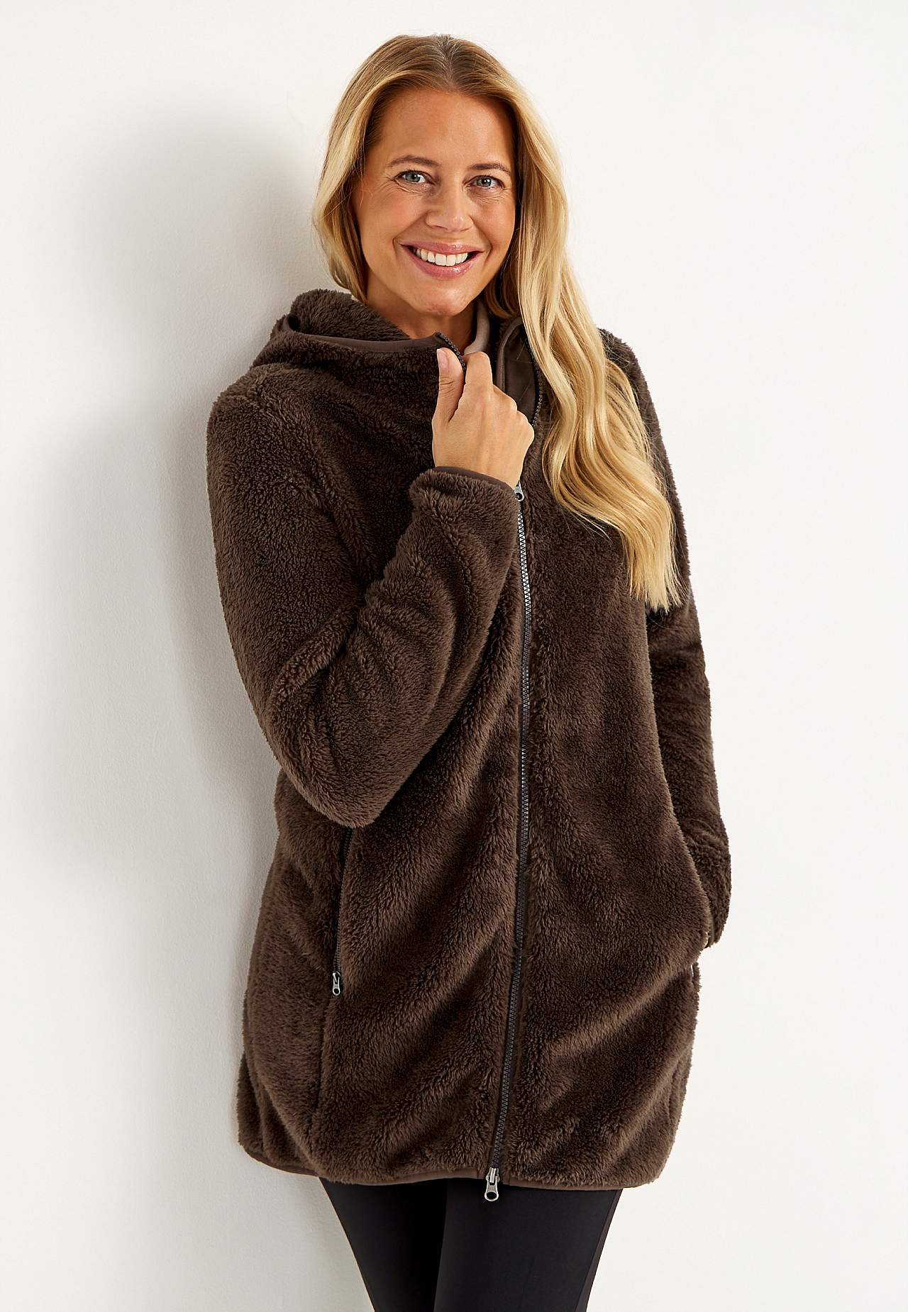 Kodikas fleece-takki hupulla