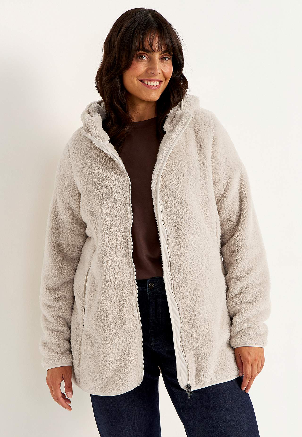 Kodikas fleece-takki hupulla