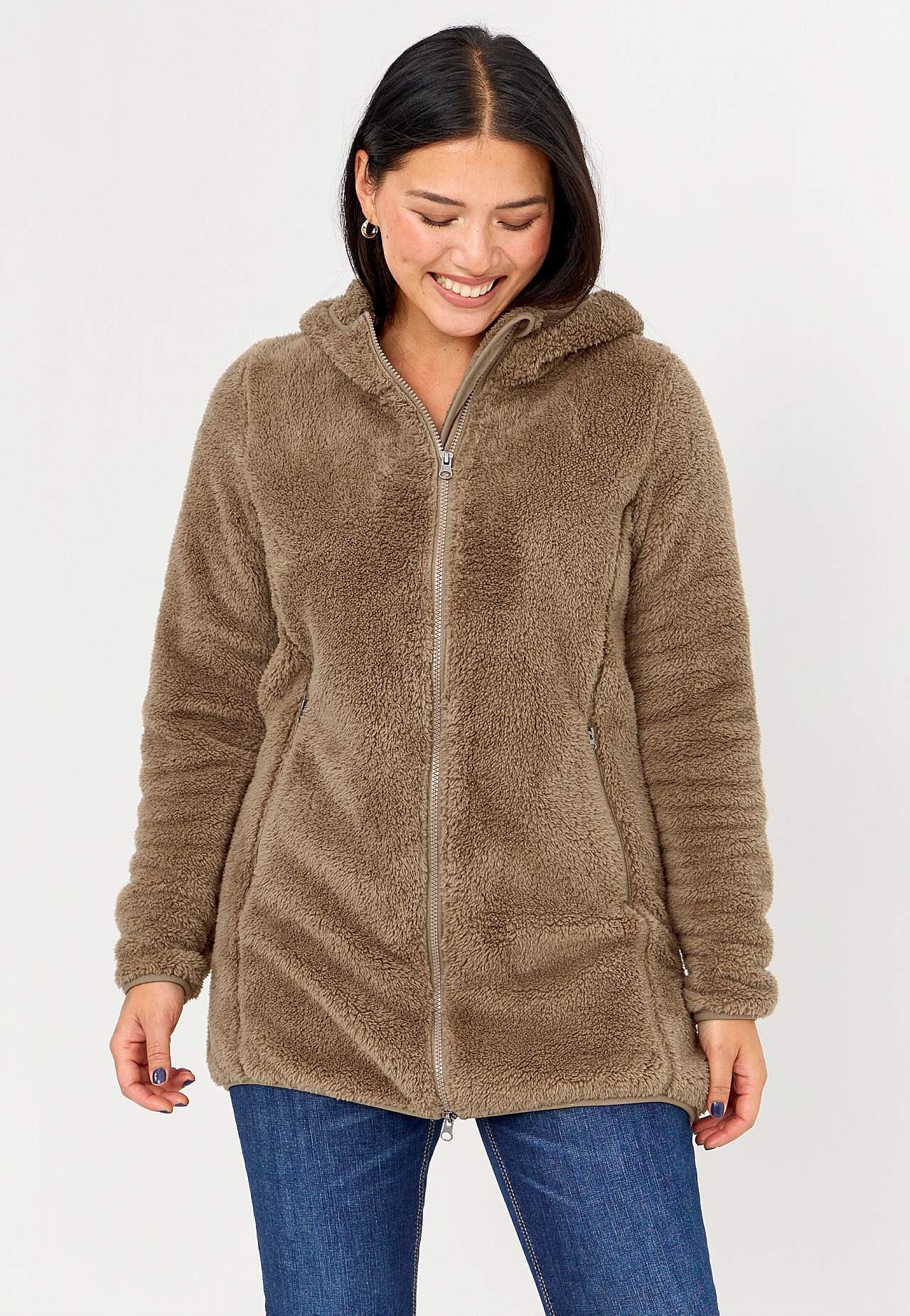 Kodikas fleece-takki hupulla