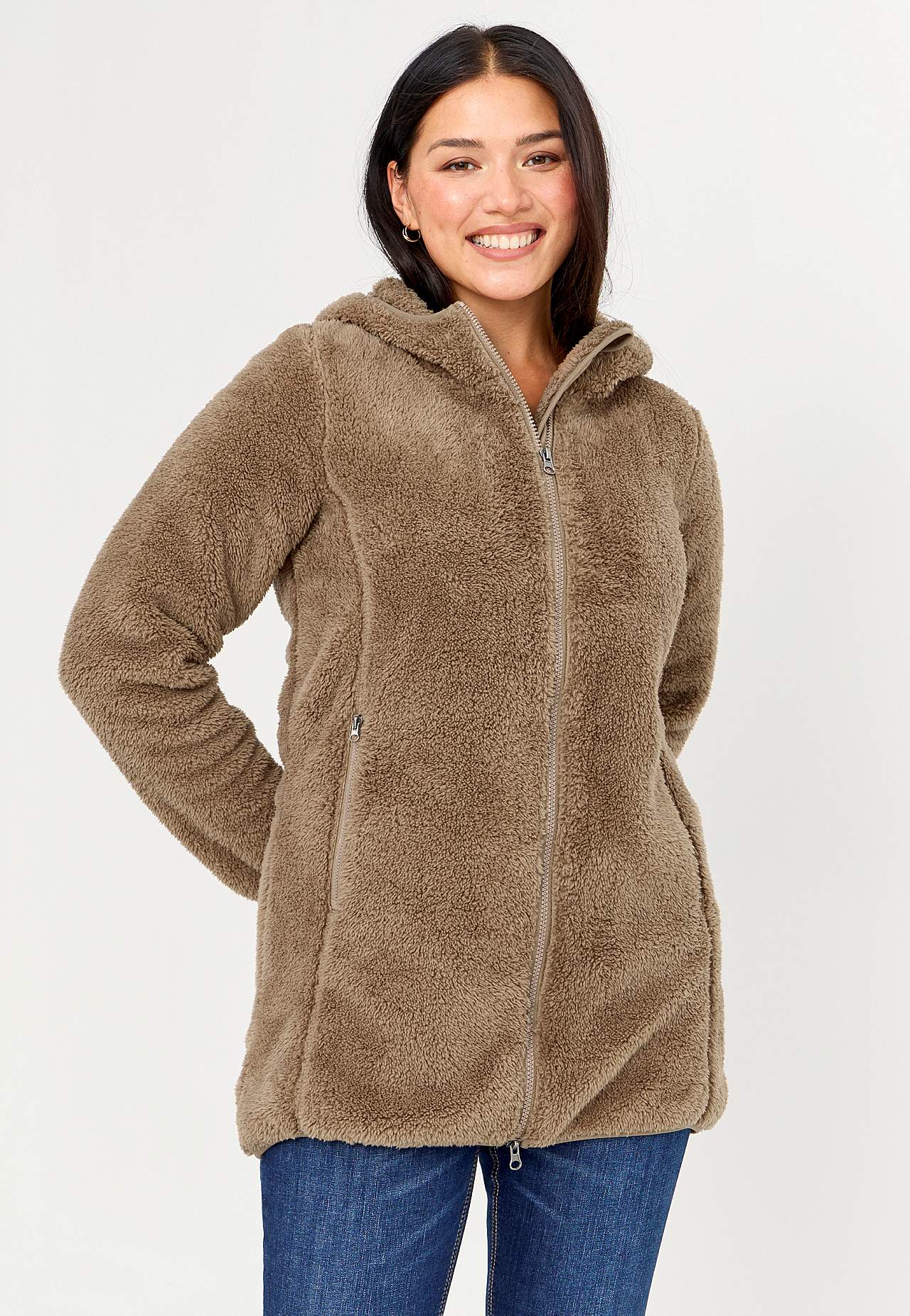 Kodikas fleece-takki hupulla