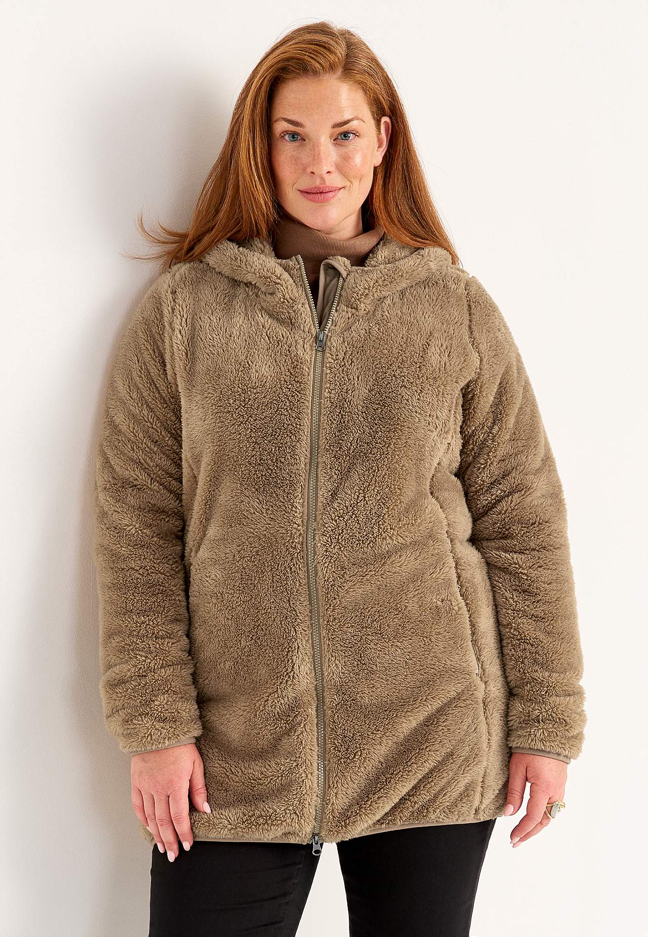 Kodikas fleece-takki hupulla