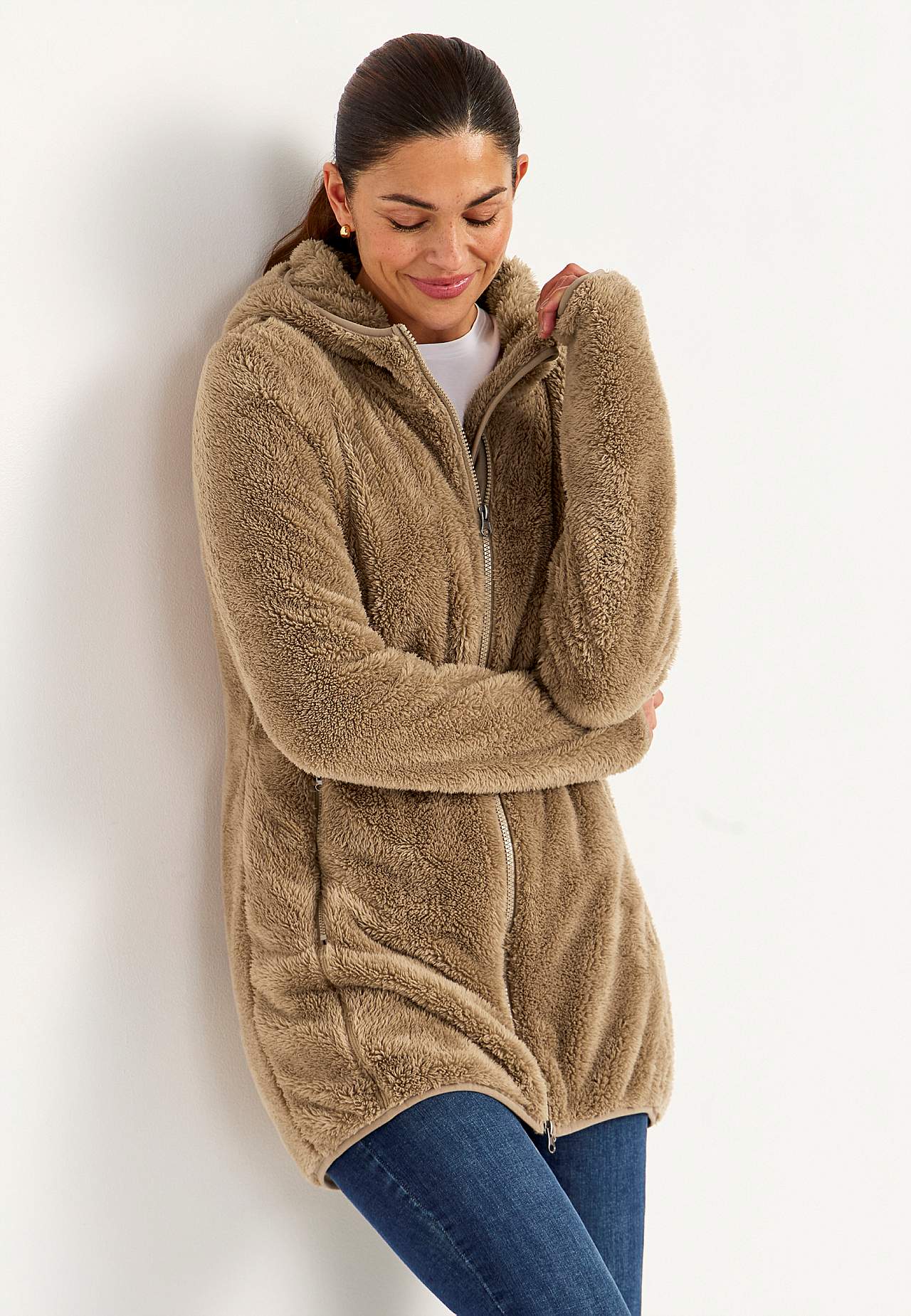 Kodikas fleece-takki hupulla