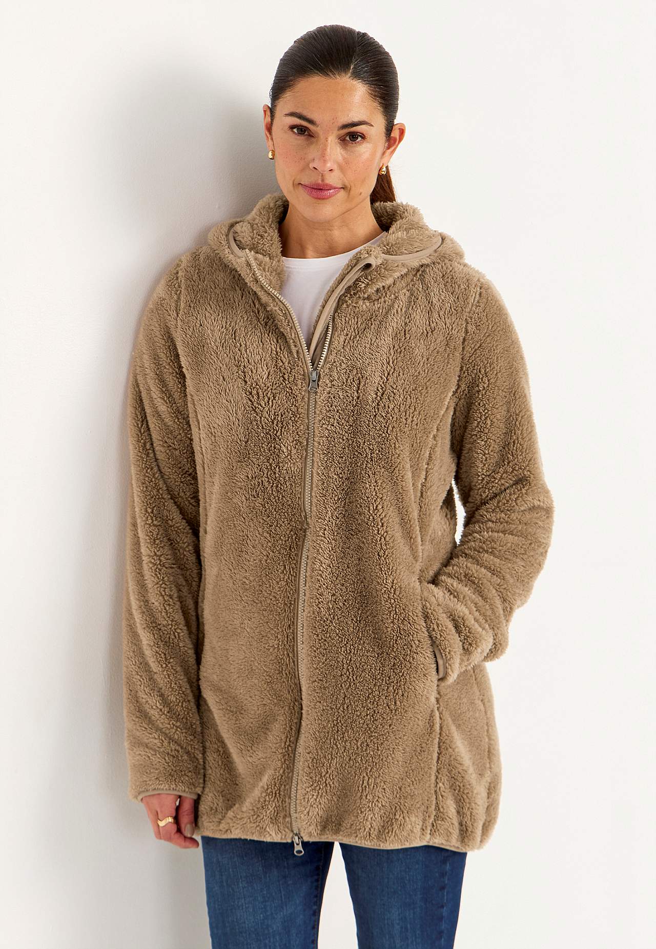Kodikas fleece-takki hupulla