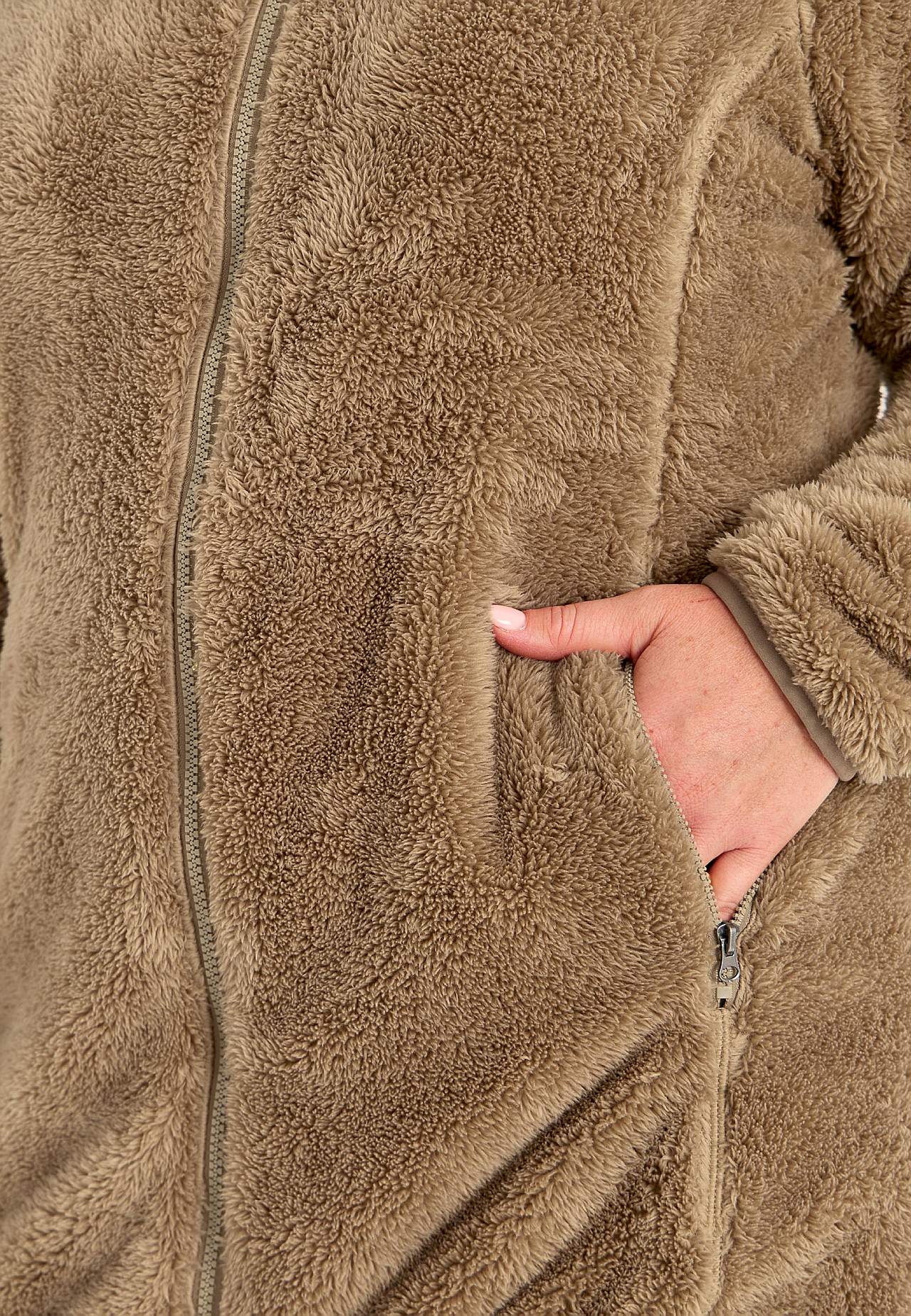 Kodikas fleece-takki hupulla