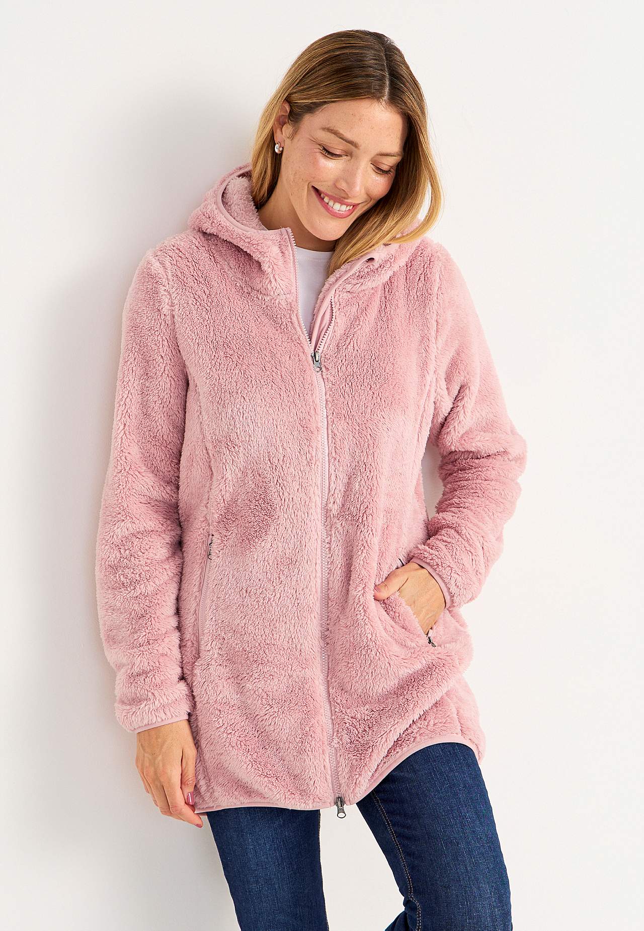 Kodikas fleece-takki hupulla