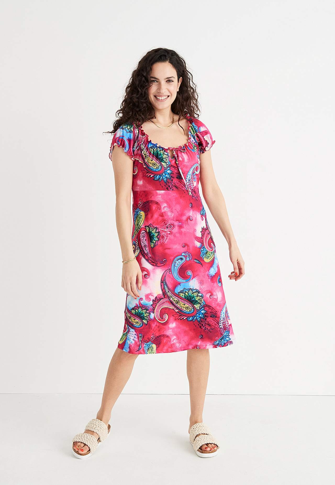 Kuviollinen off shoulder -mekko