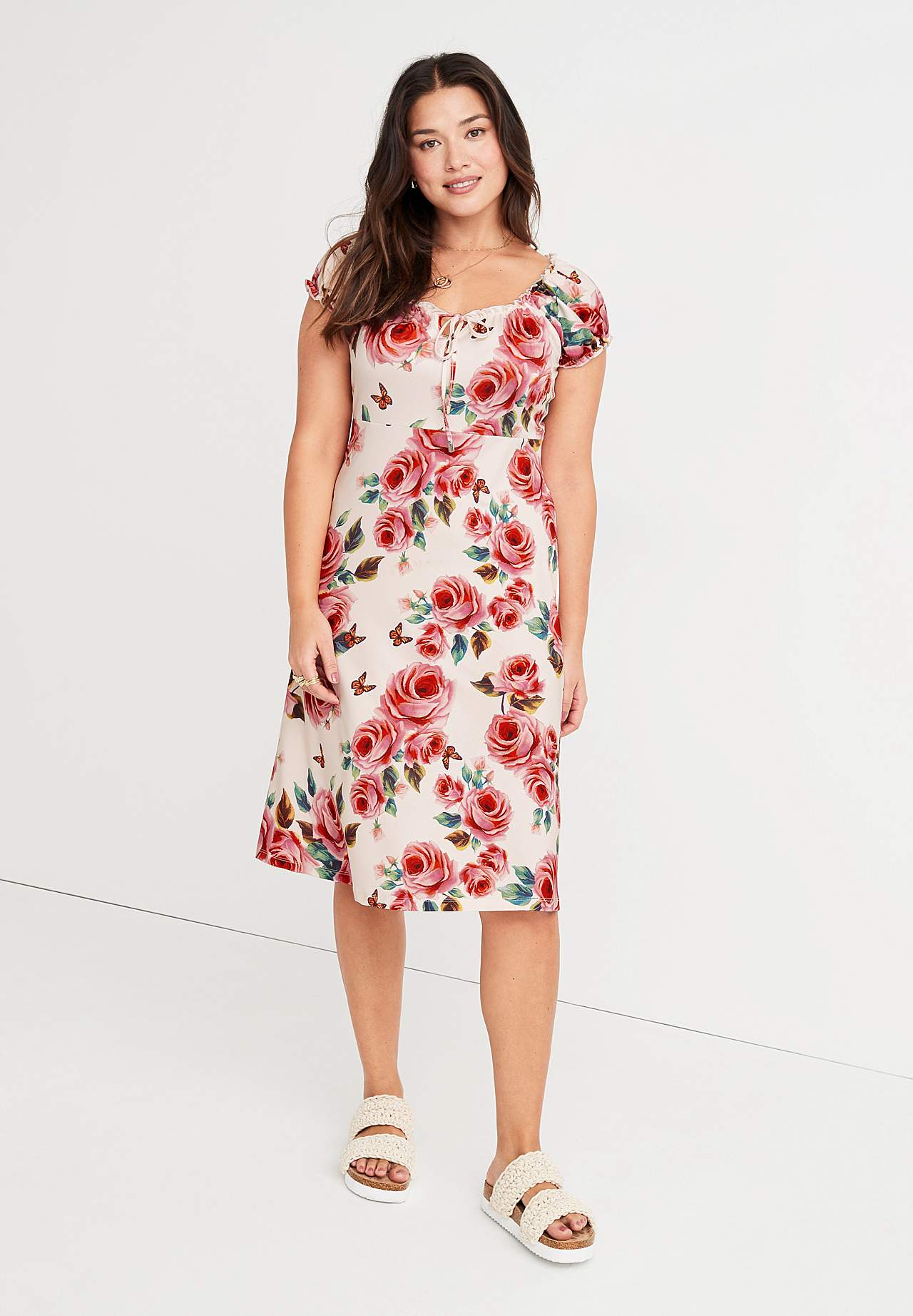 Kuviollinen off shoulder -mekko
