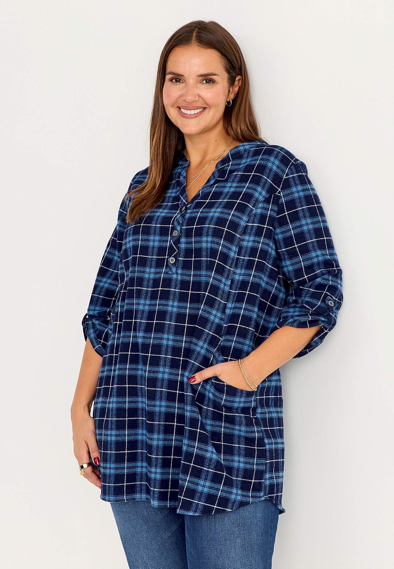 Ruudullinen tunika flanellista Christine