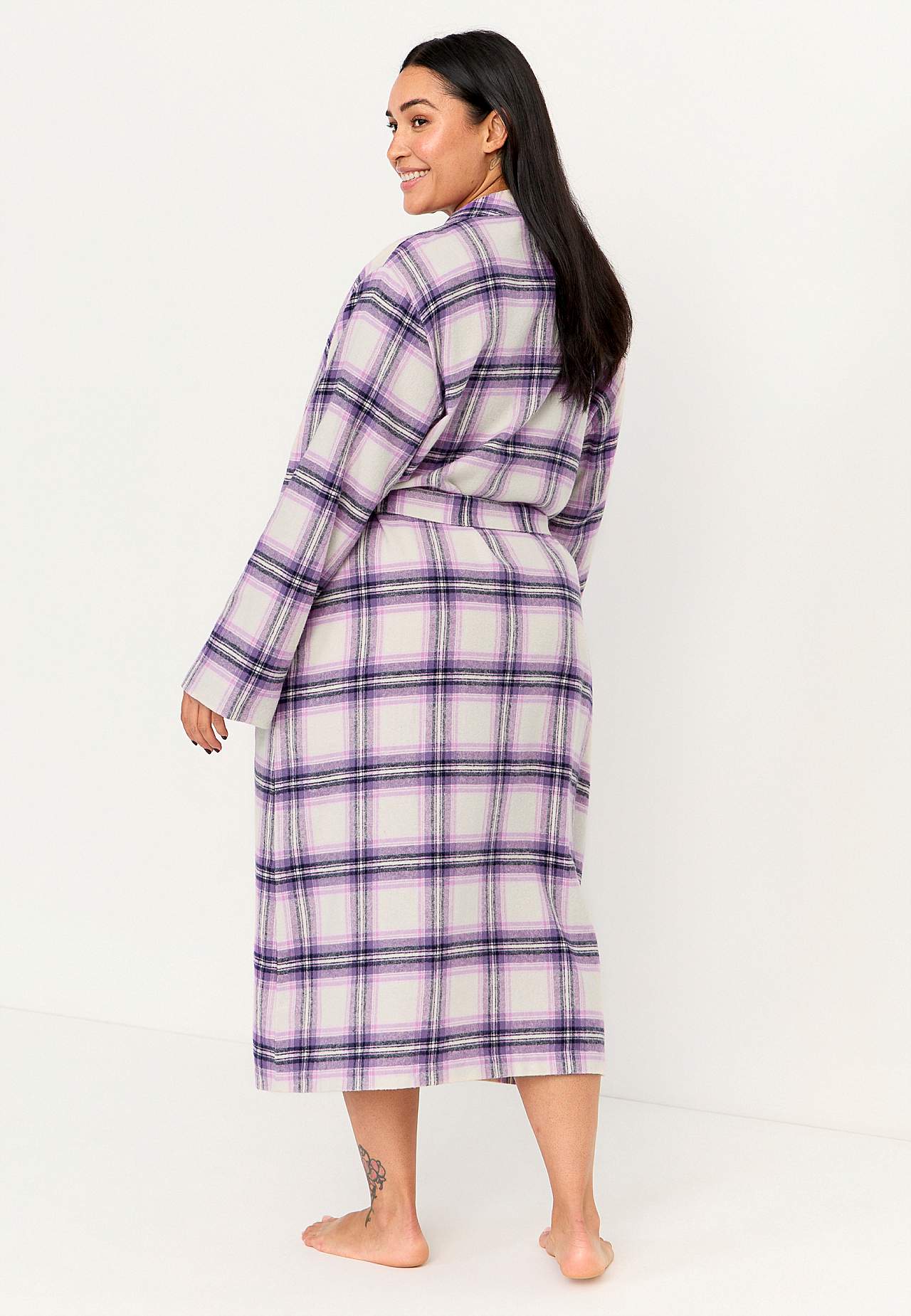 Ruudullinen aamutakki flanellista Felicia