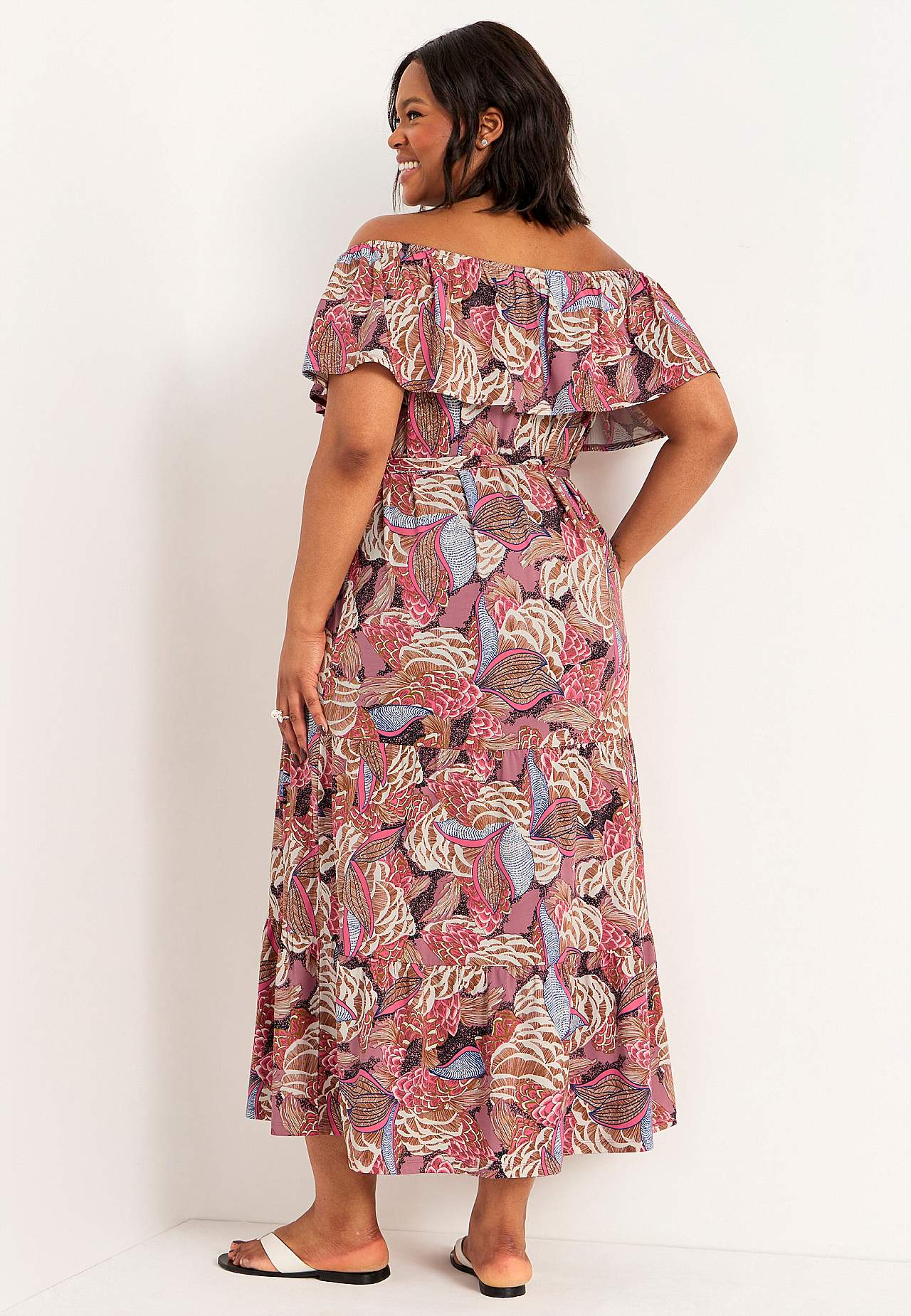 Kuvioitu off shoulder -mekko St Barts