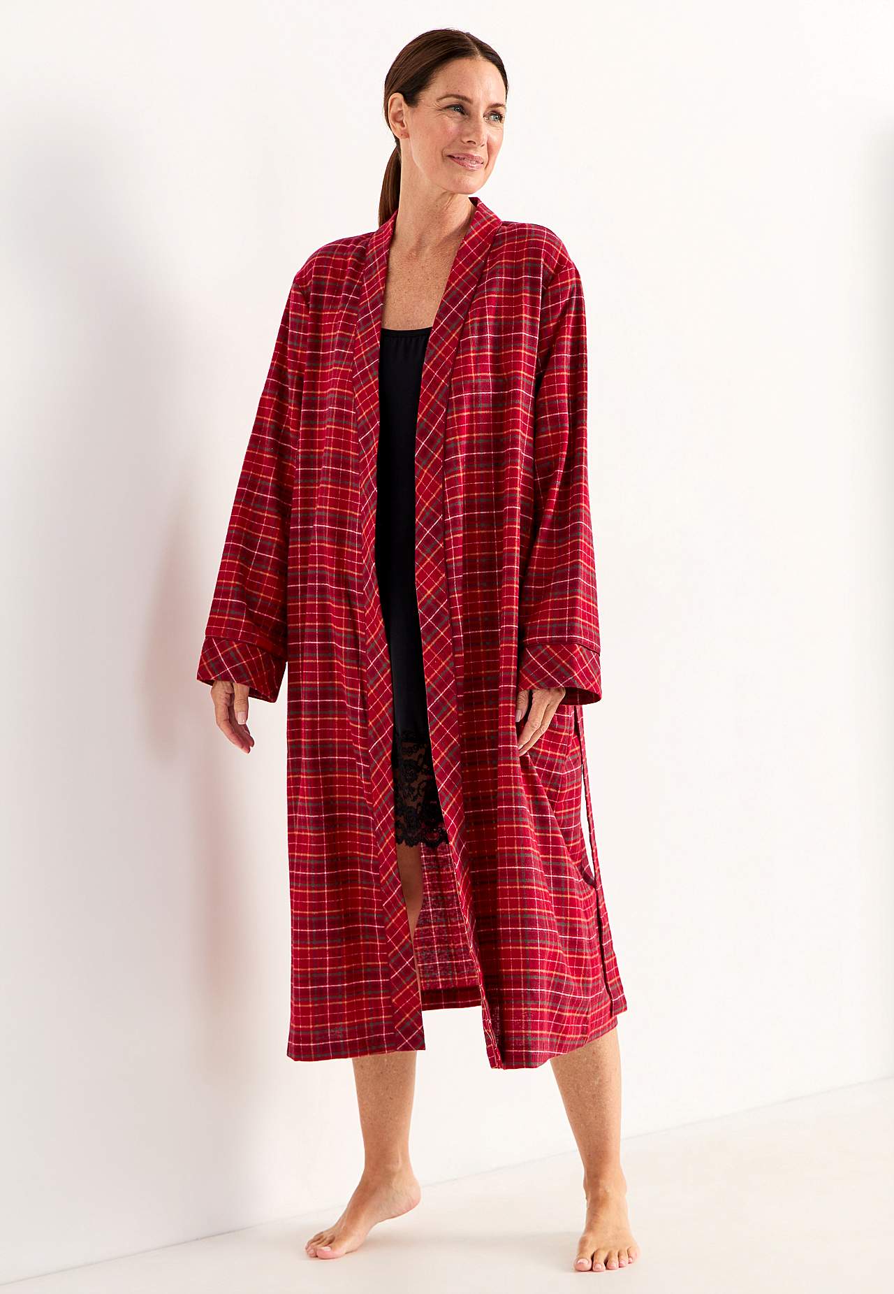 Ruudullinen aamutakki flanellista