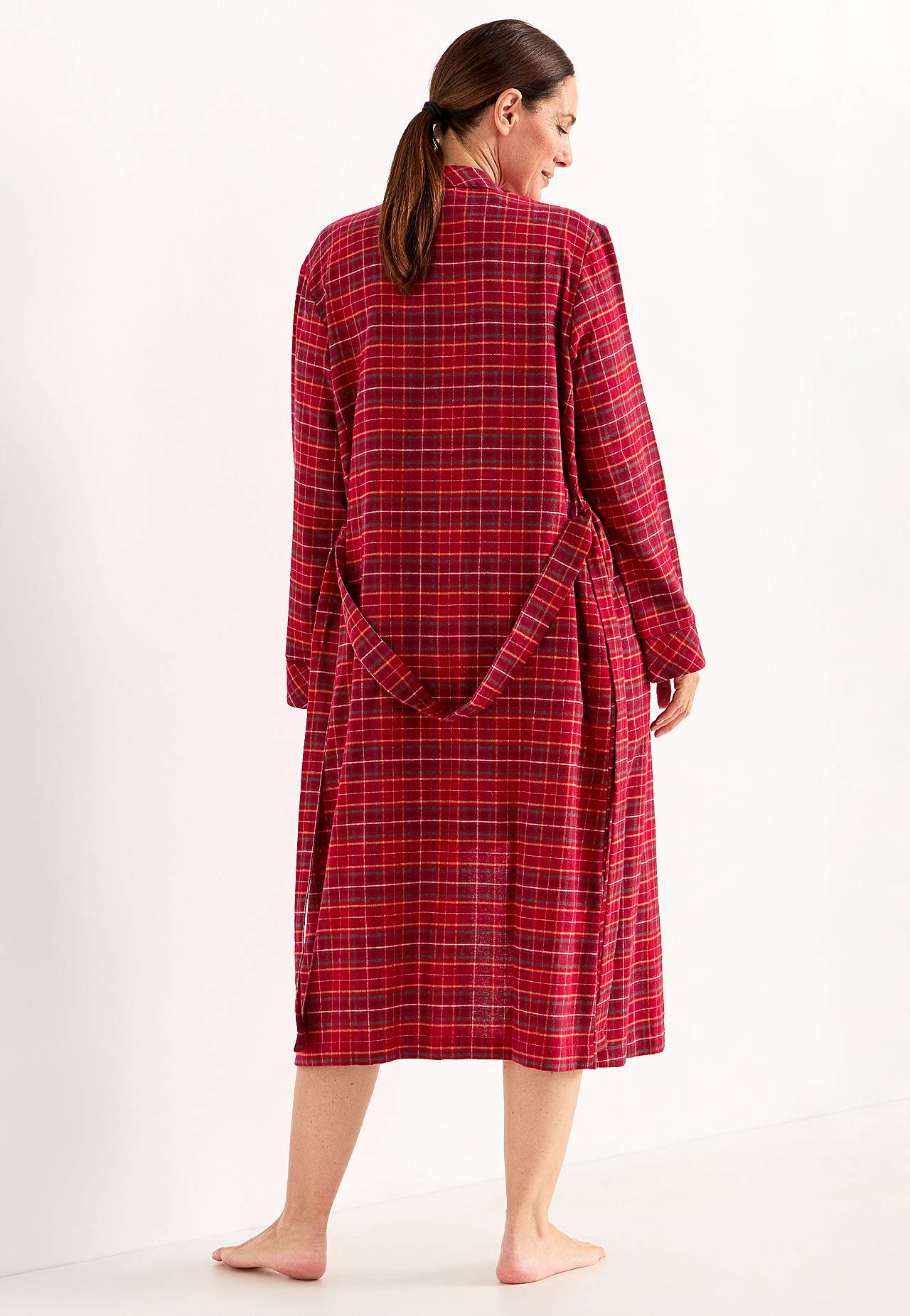 Ruudullinen aamutakki flanellista
