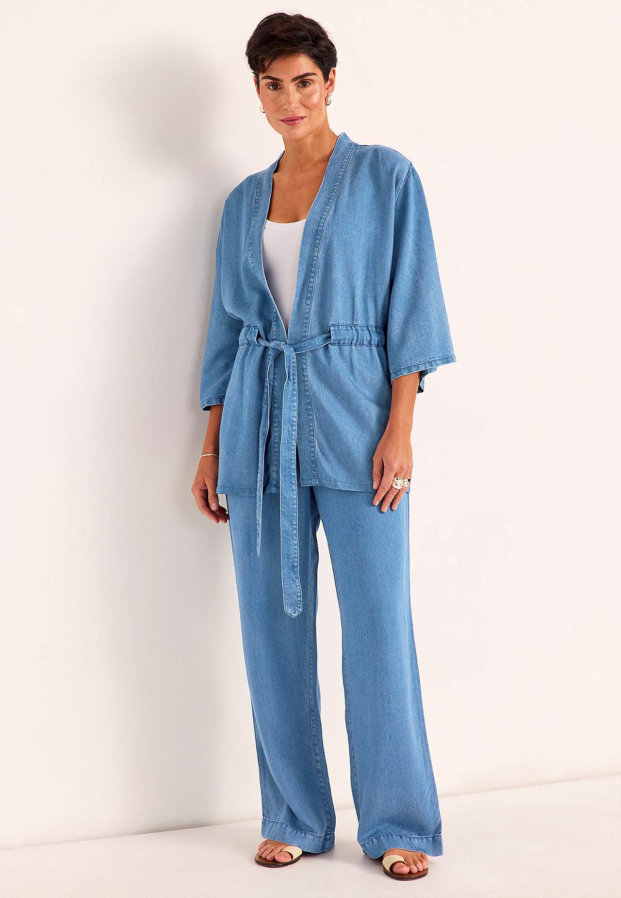 Erittäin Premium pehmeä kimonotakki denimistä