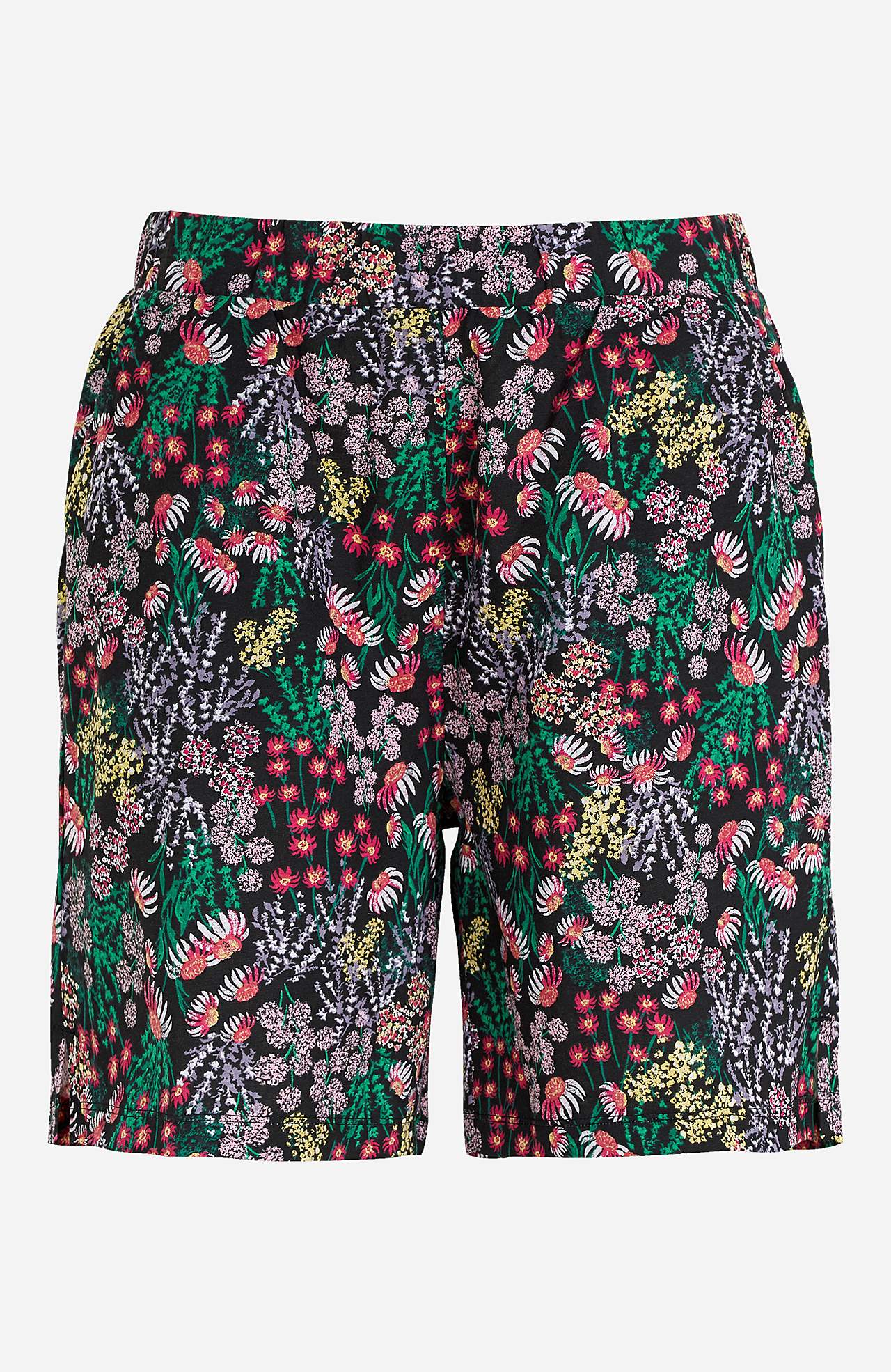 Kuviolliset shortsit trikoosta Mia
