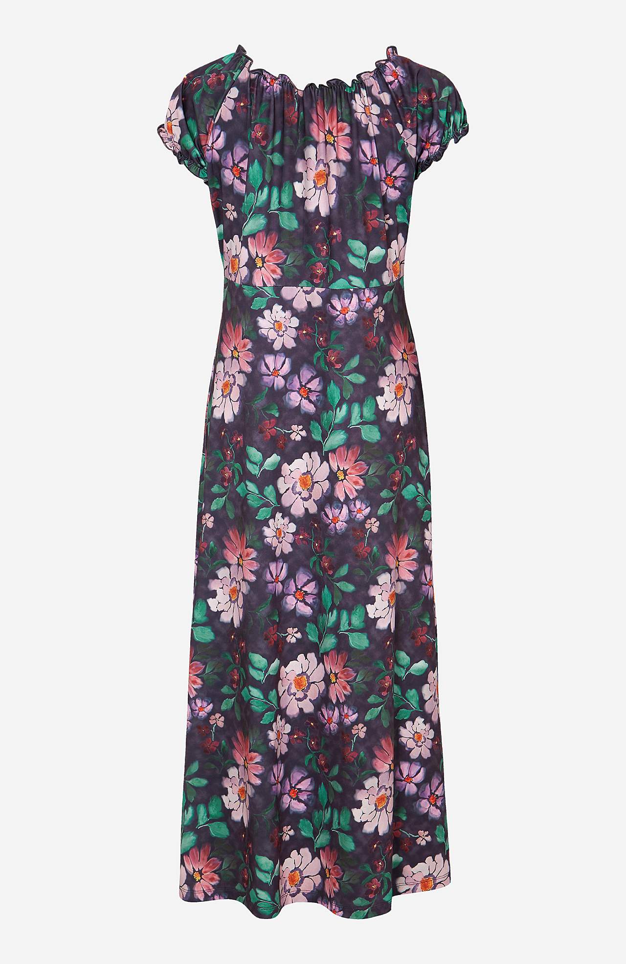 Pitkä, kuvioitu off shoulder -mekko