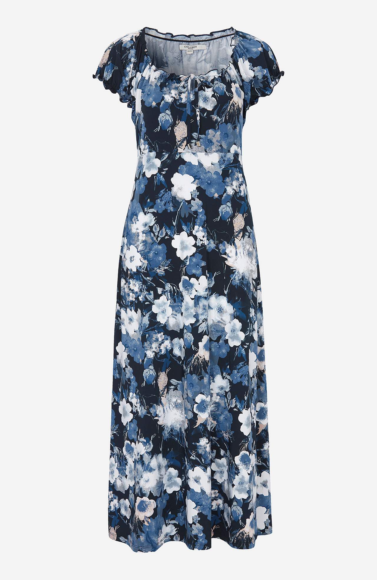 Pitkä, kuvioitu off shoulder -mekko