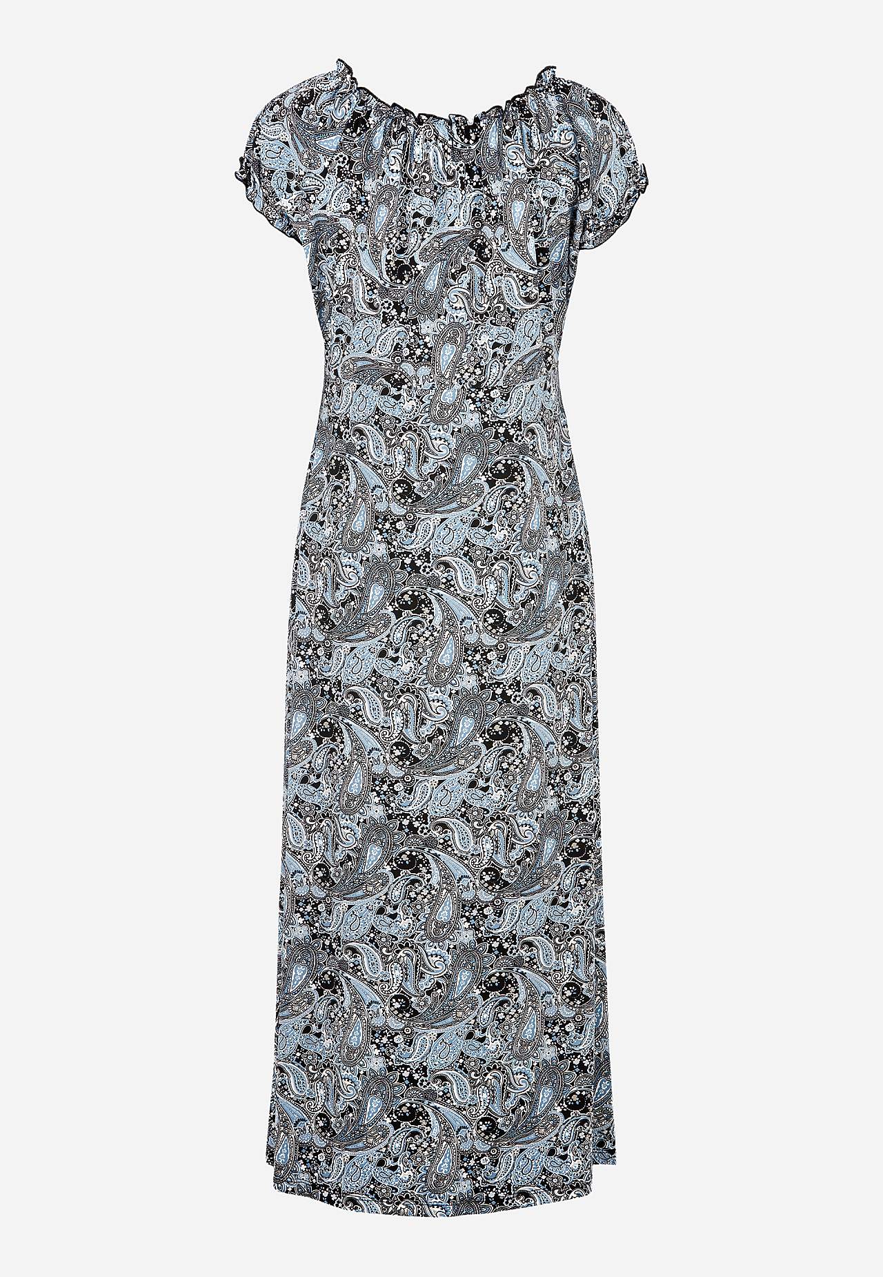 Pitkä, kuvioitu off shoulder -mekko