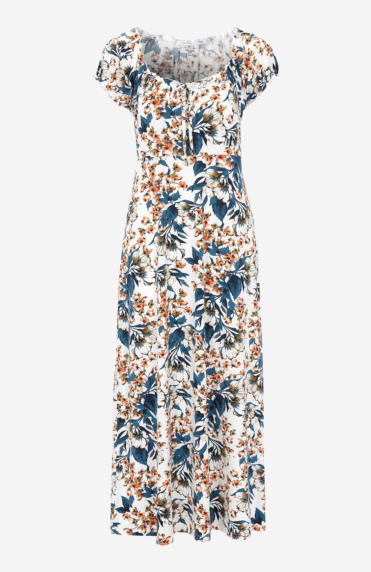 Pitkä, kuvioitu off shoulder -mekko