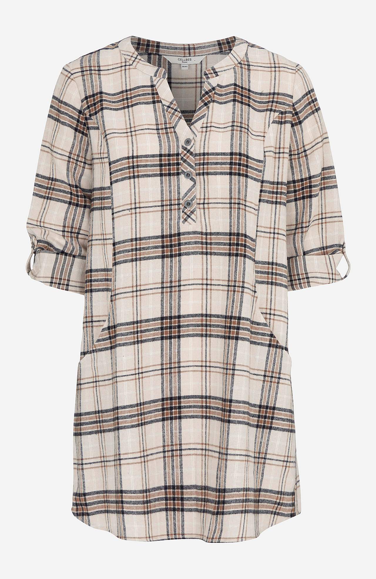 Ruudullinen tunika flanellista Christine