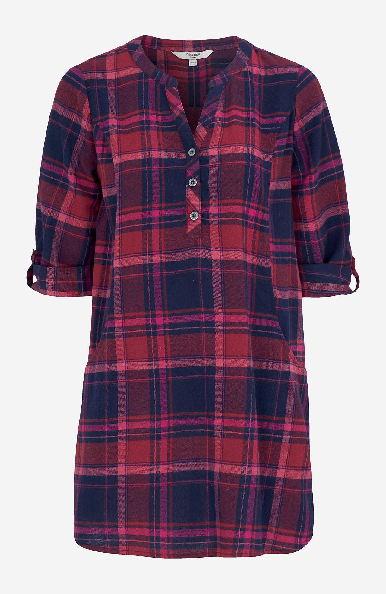 Ruudullinen tunika flanellista Christine