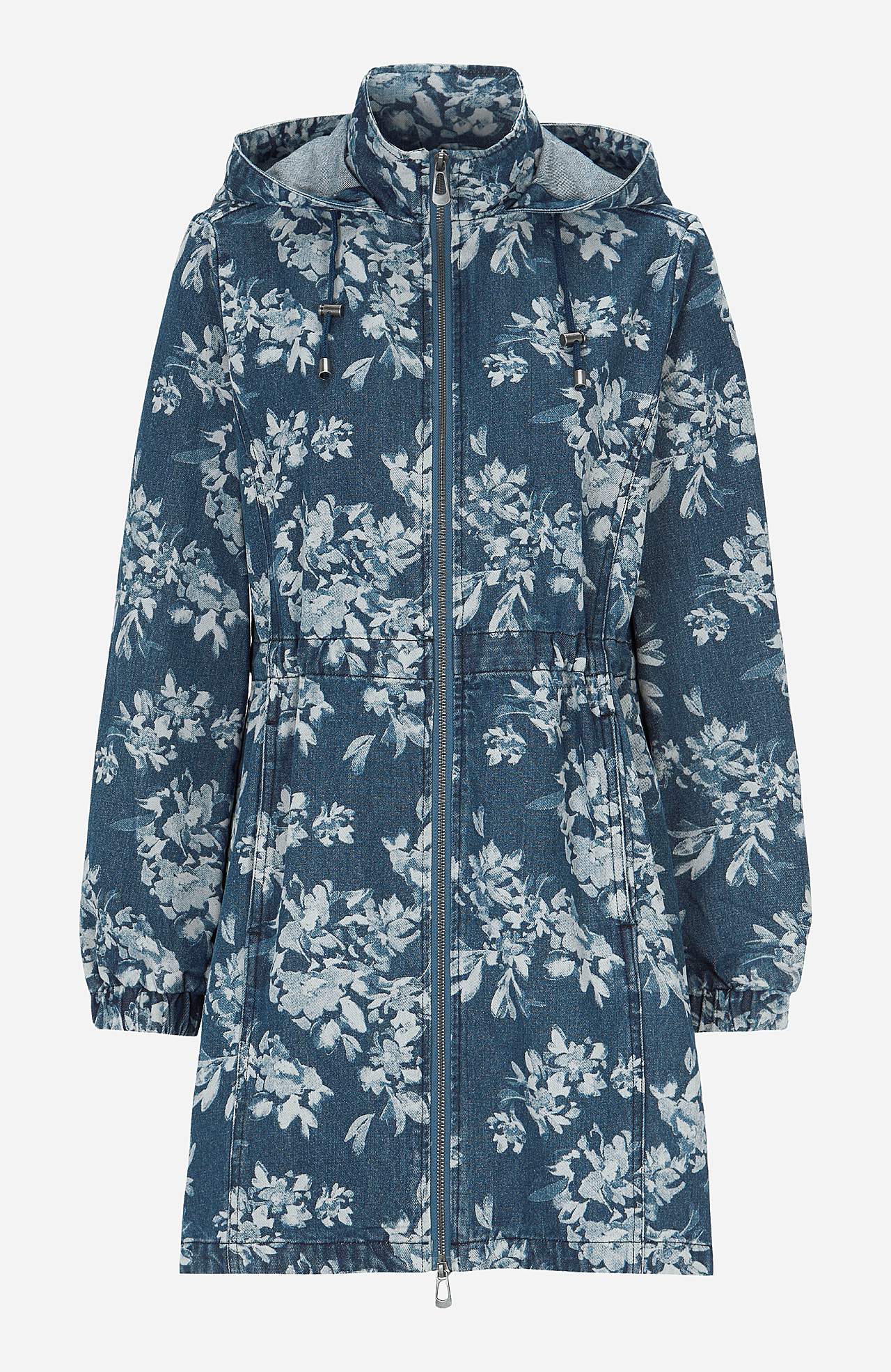 Kuvioitu parka denimistä