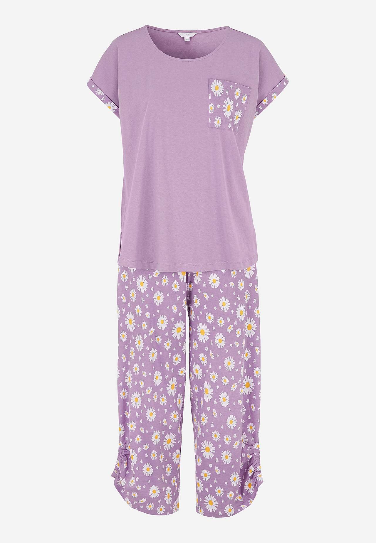2-osainen pyjama yksivärisellä yläosalla