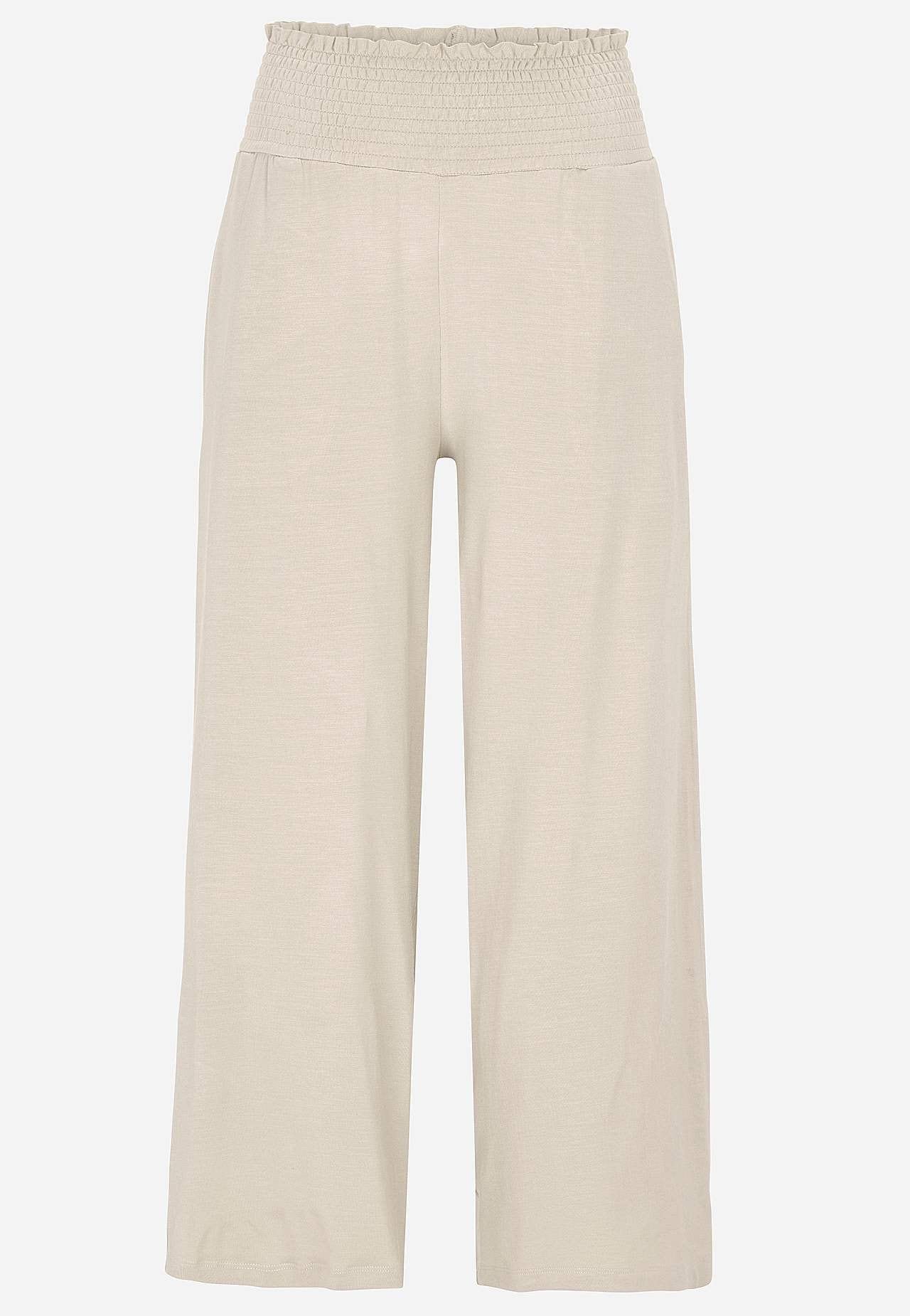 Pehmeät trikoohousut laskostetulla joustavalla vyötäröllä Liv