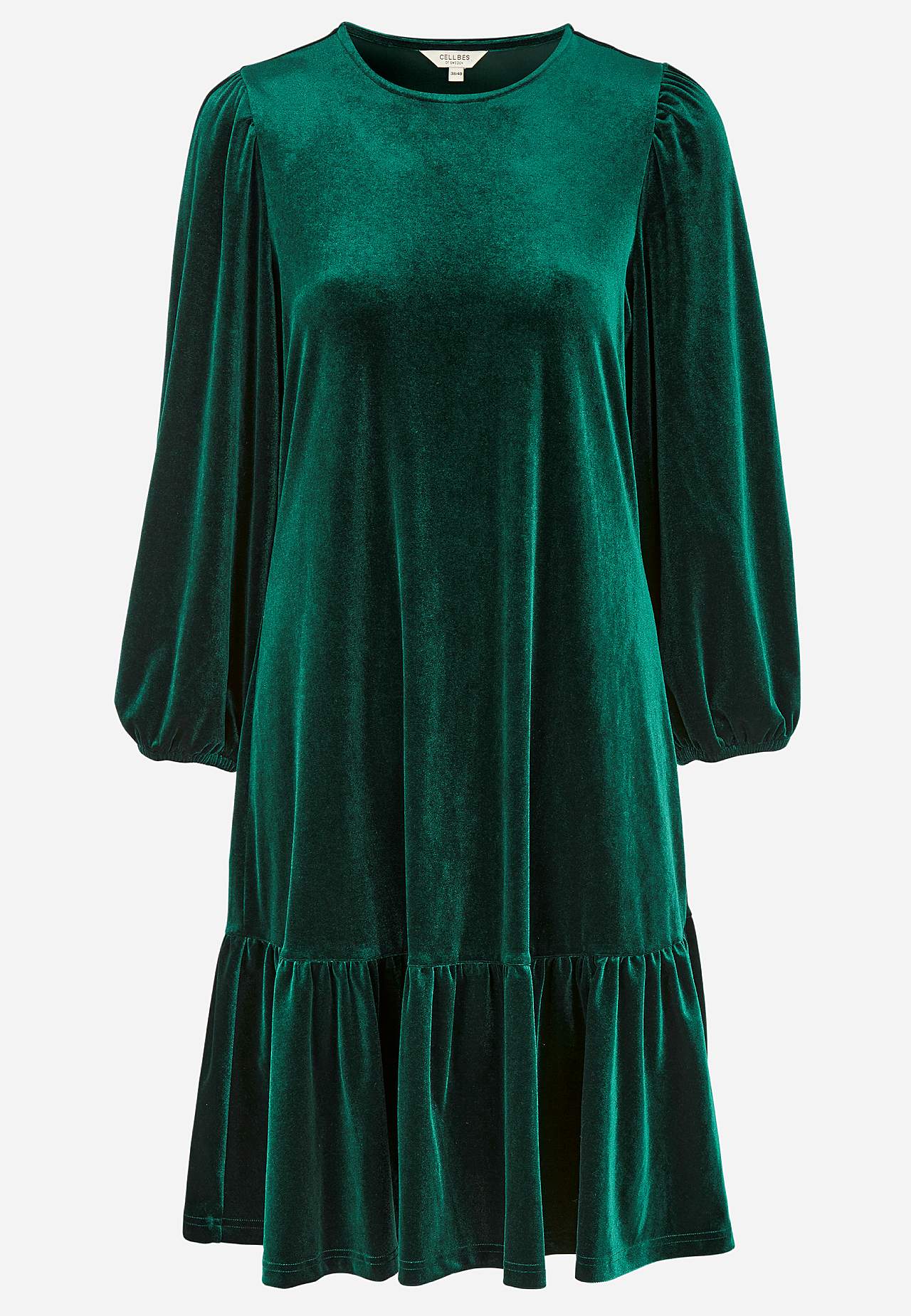Mekko veluurista röyhelöllä