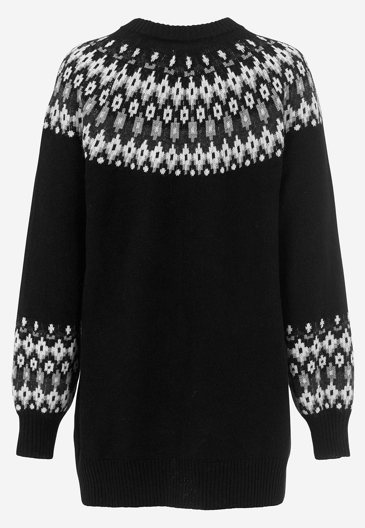 Neulottu, jacquard-kuvioinen pusero