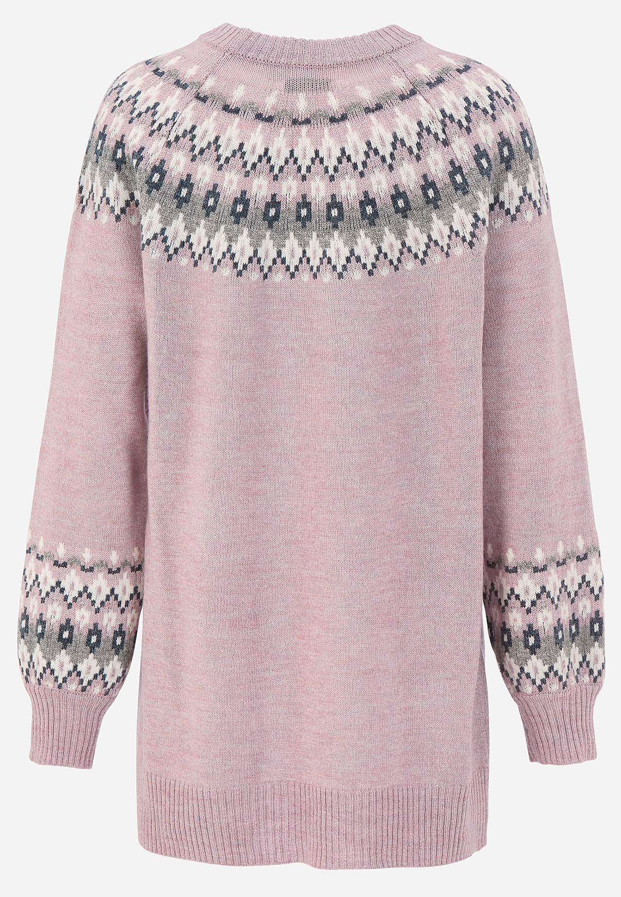 Neulottu, jacquard-kuvioinen pusero