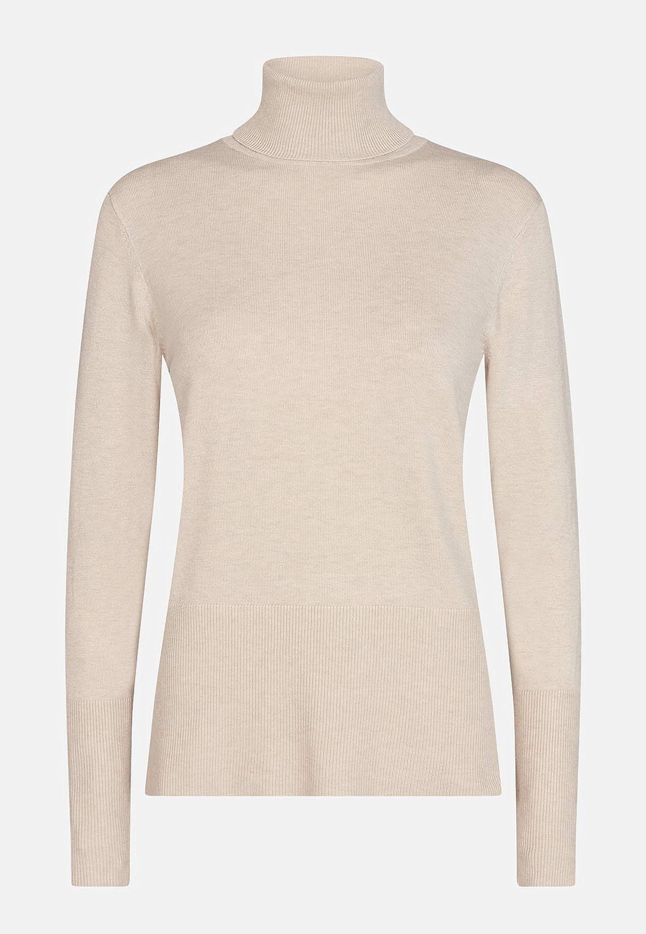 Tiheäsilmukkainen neule korkealla poolokauluksella