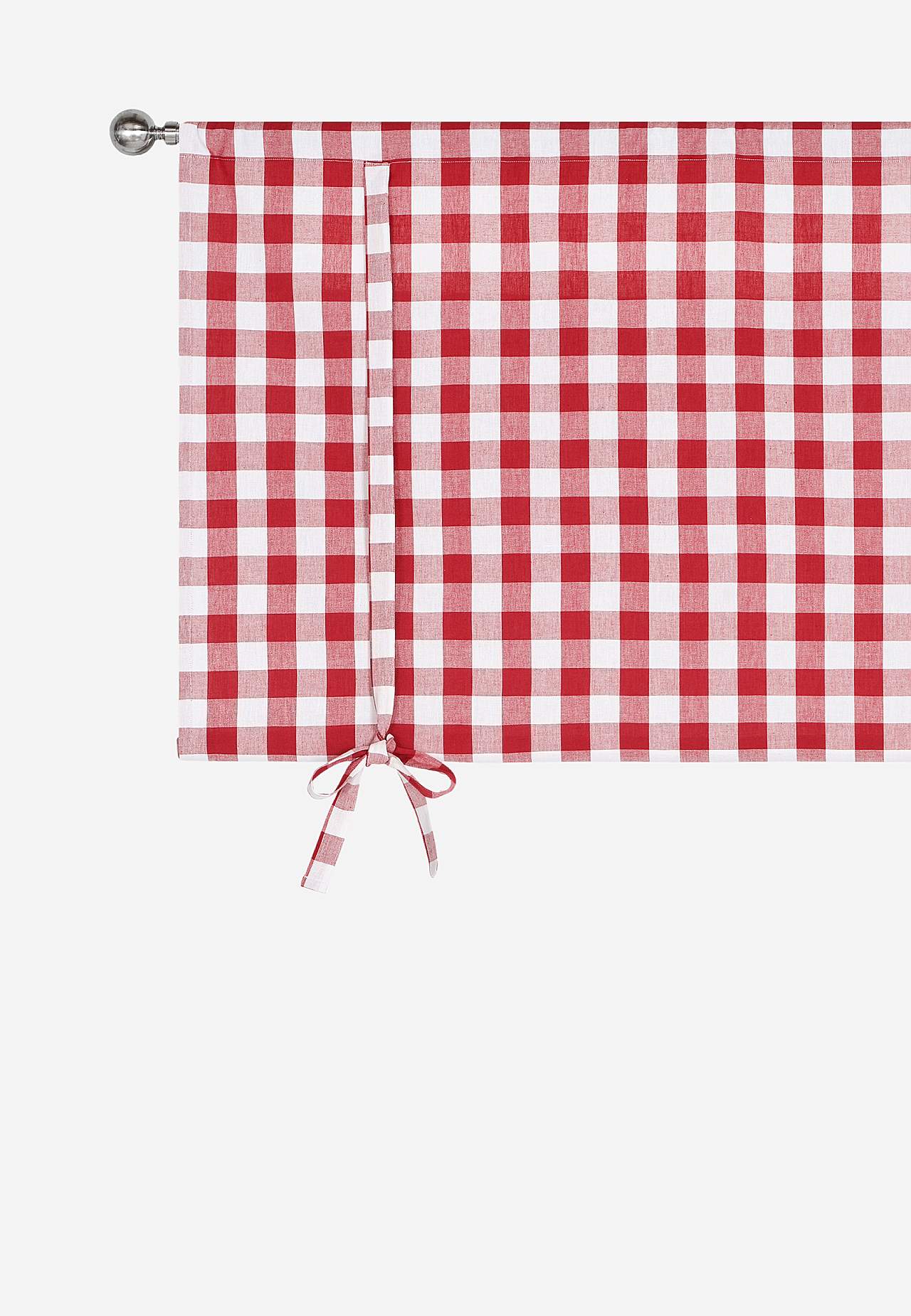 Kudottu, ruudullinen laskosverho