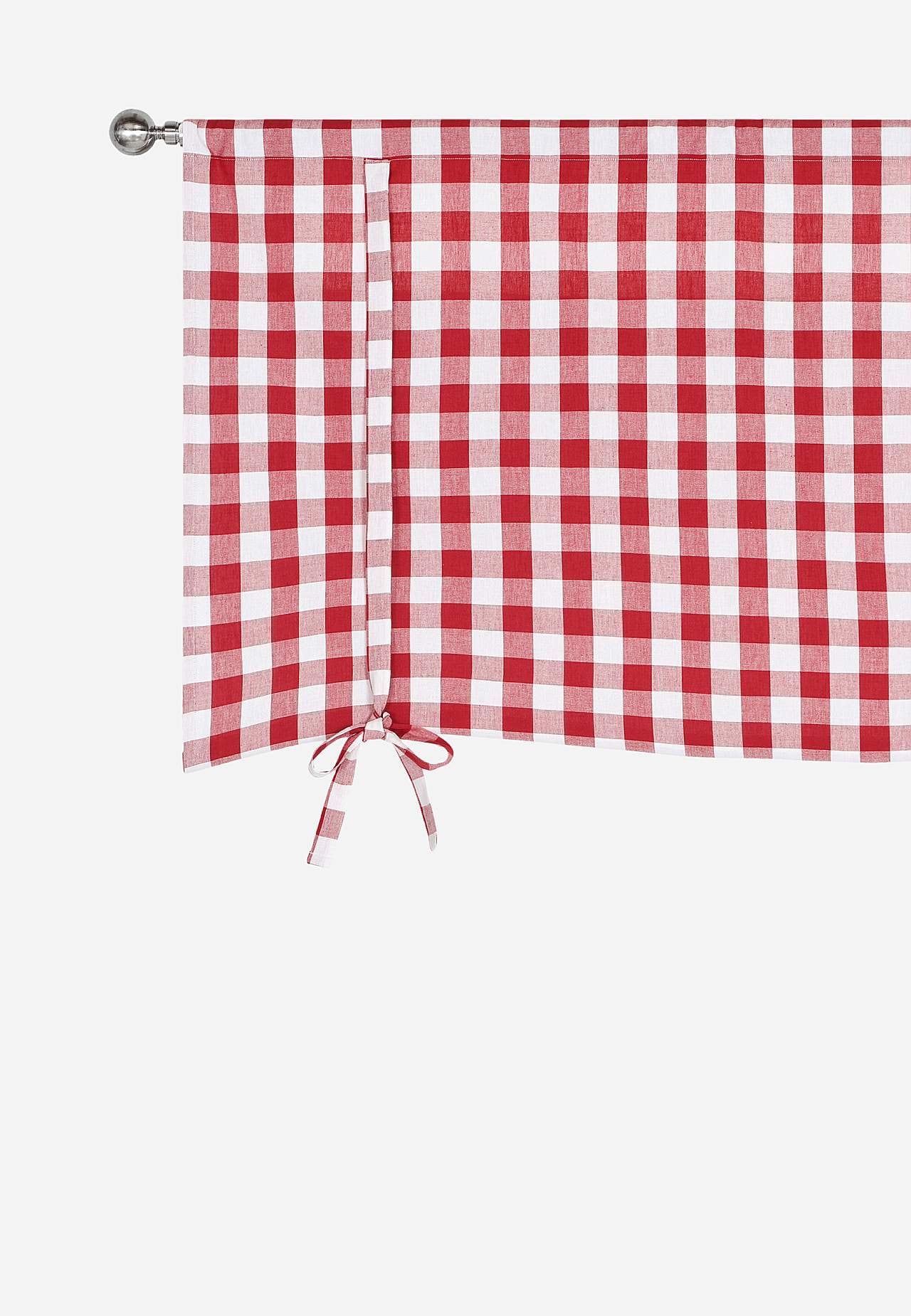 Kudottu, ruudullinen laskosverho
