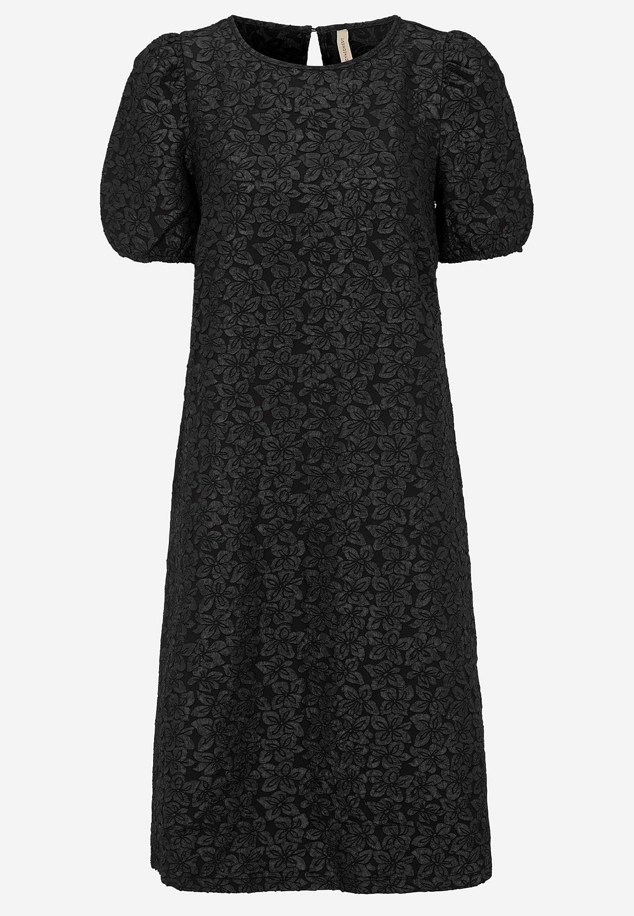 Jacquard-neuloksinen mekko kukkakuviolla