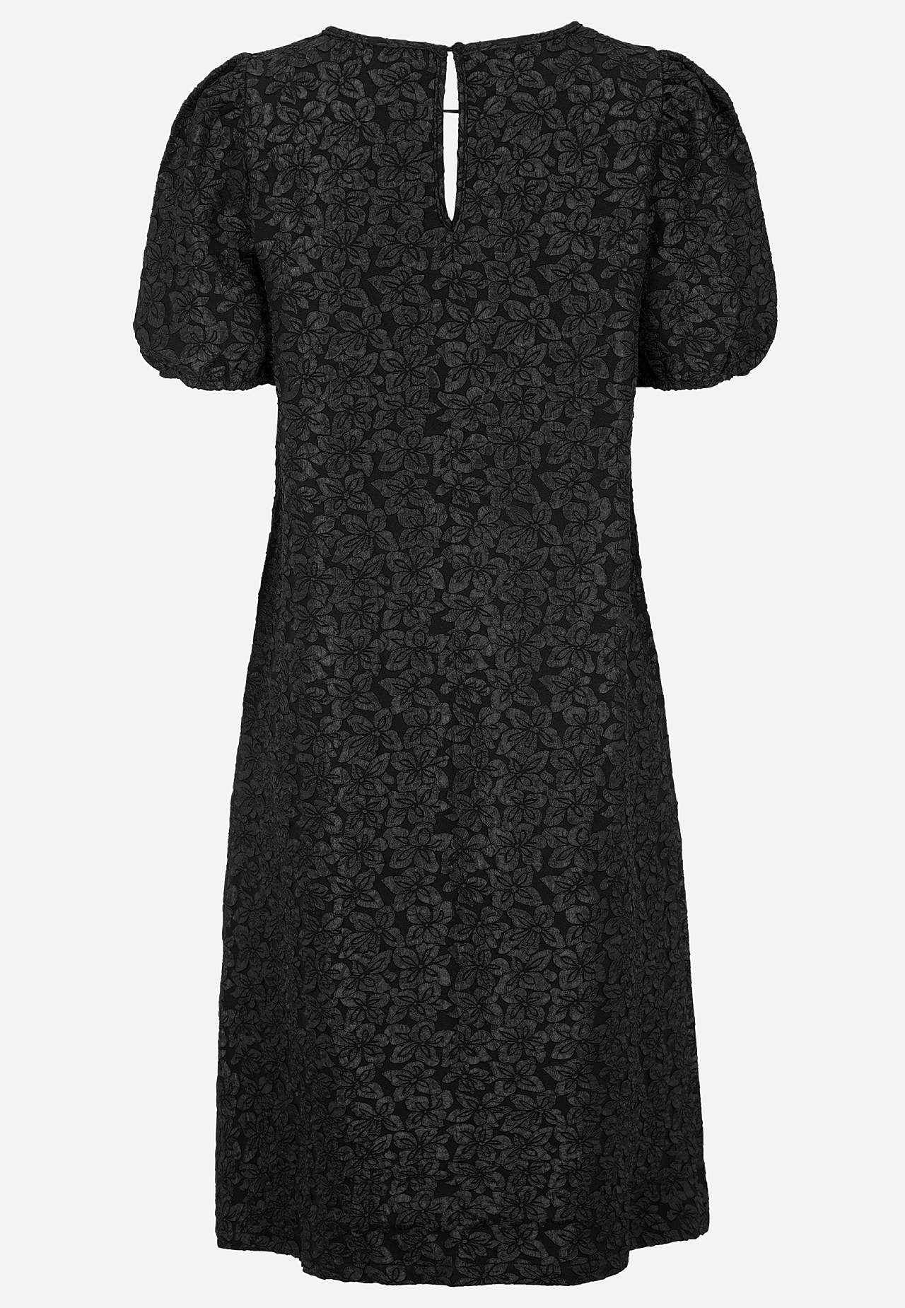 Jacquard-neuloksinen mekko kukkakuviolla