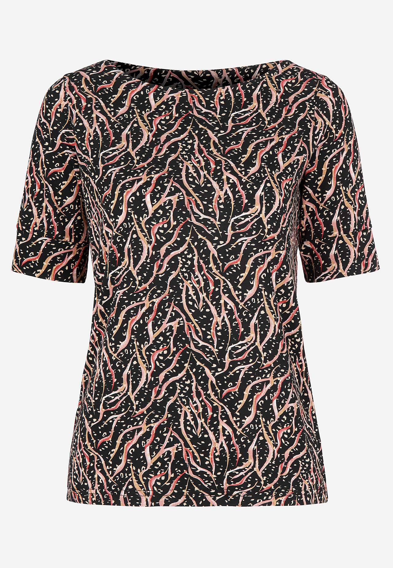 Kuviollinen trikootoppi lyhyillä hihoilla