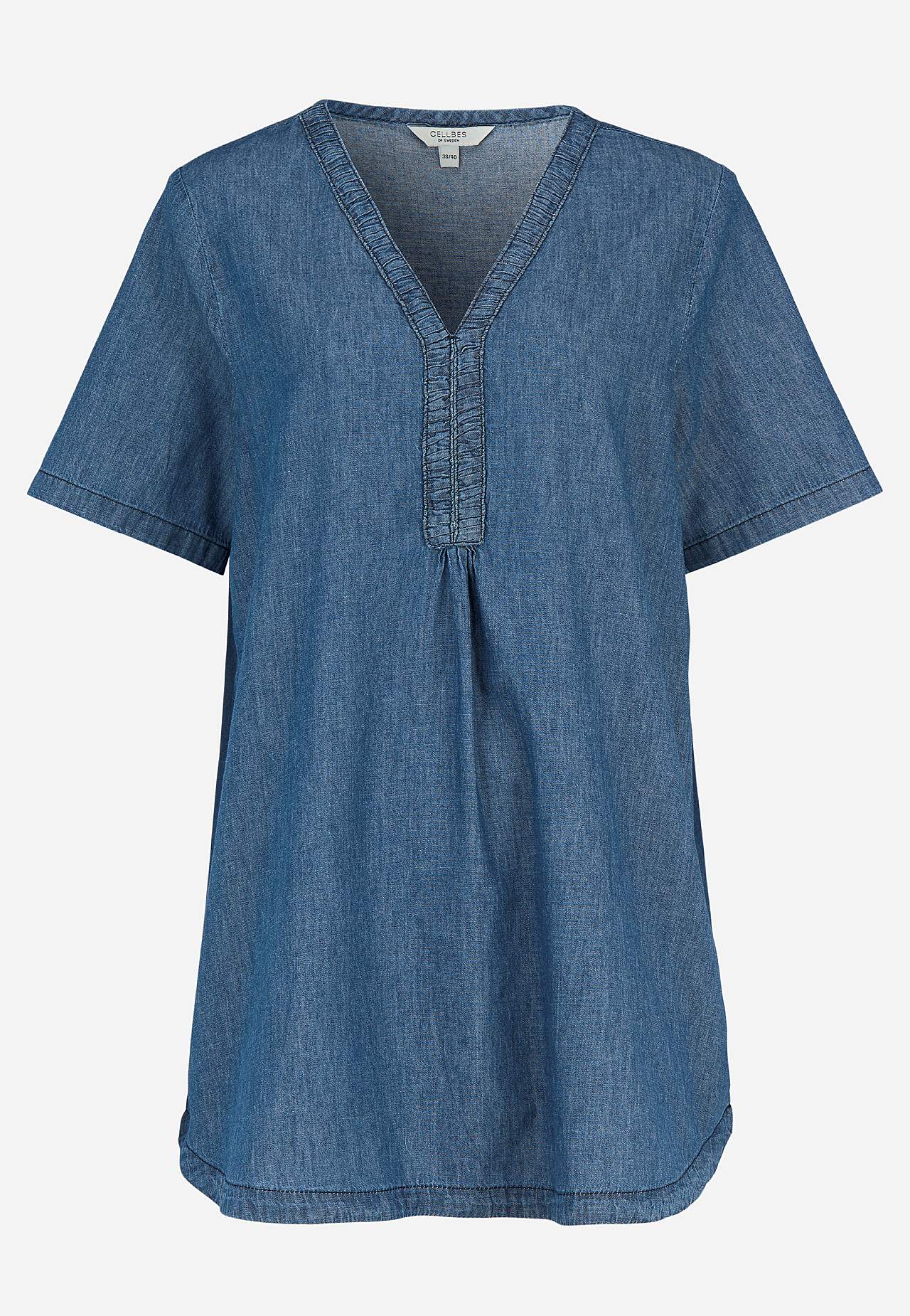 Denimtunika koristeellisella V-aukolla