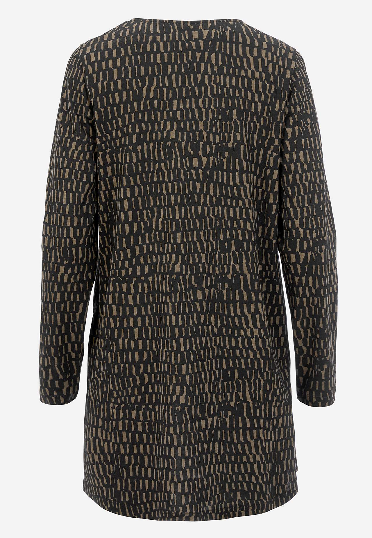 Kuviollinen trikootunika taskuilla