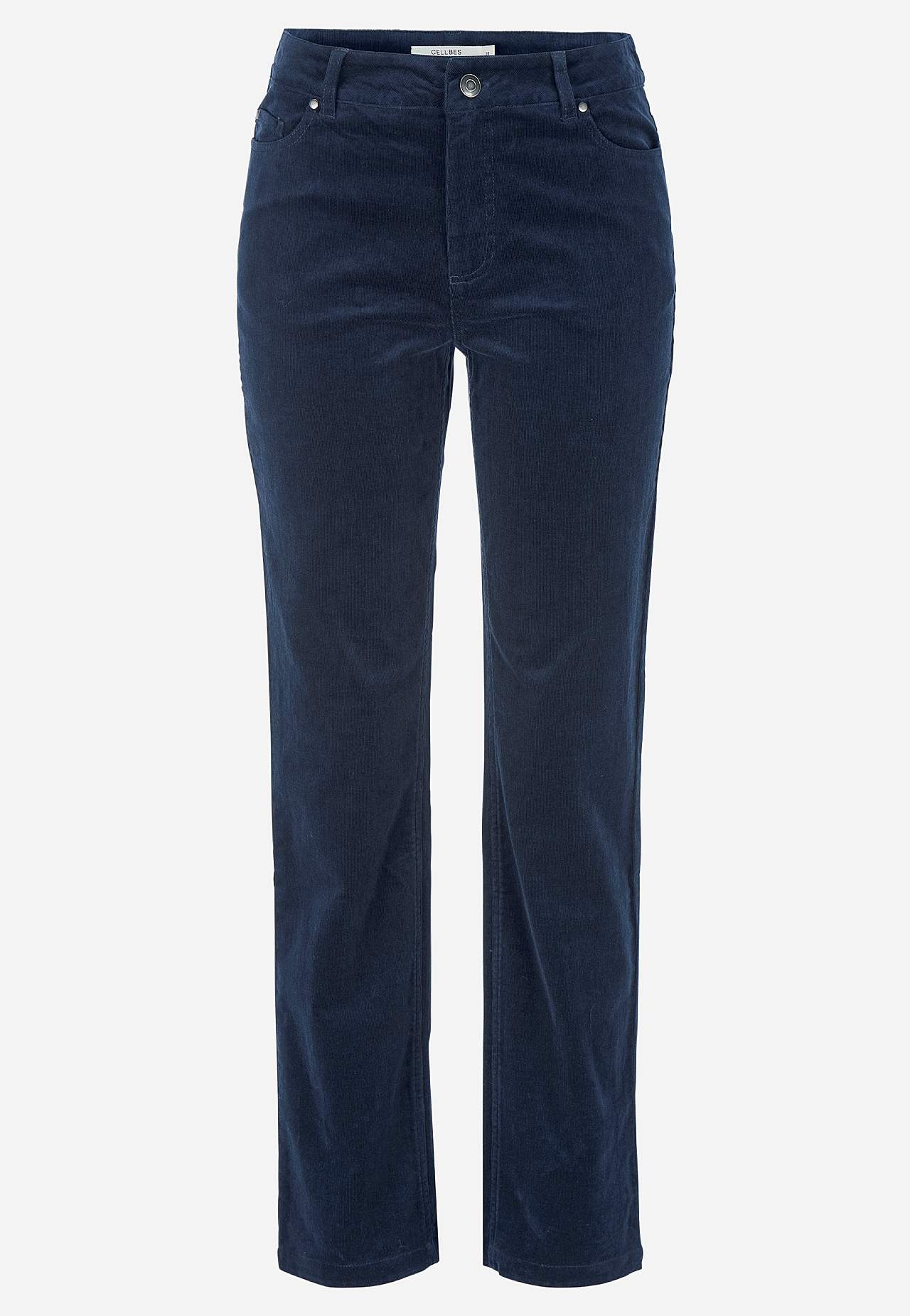 Joustavat vakosamettihousut suorilla lahkeilla