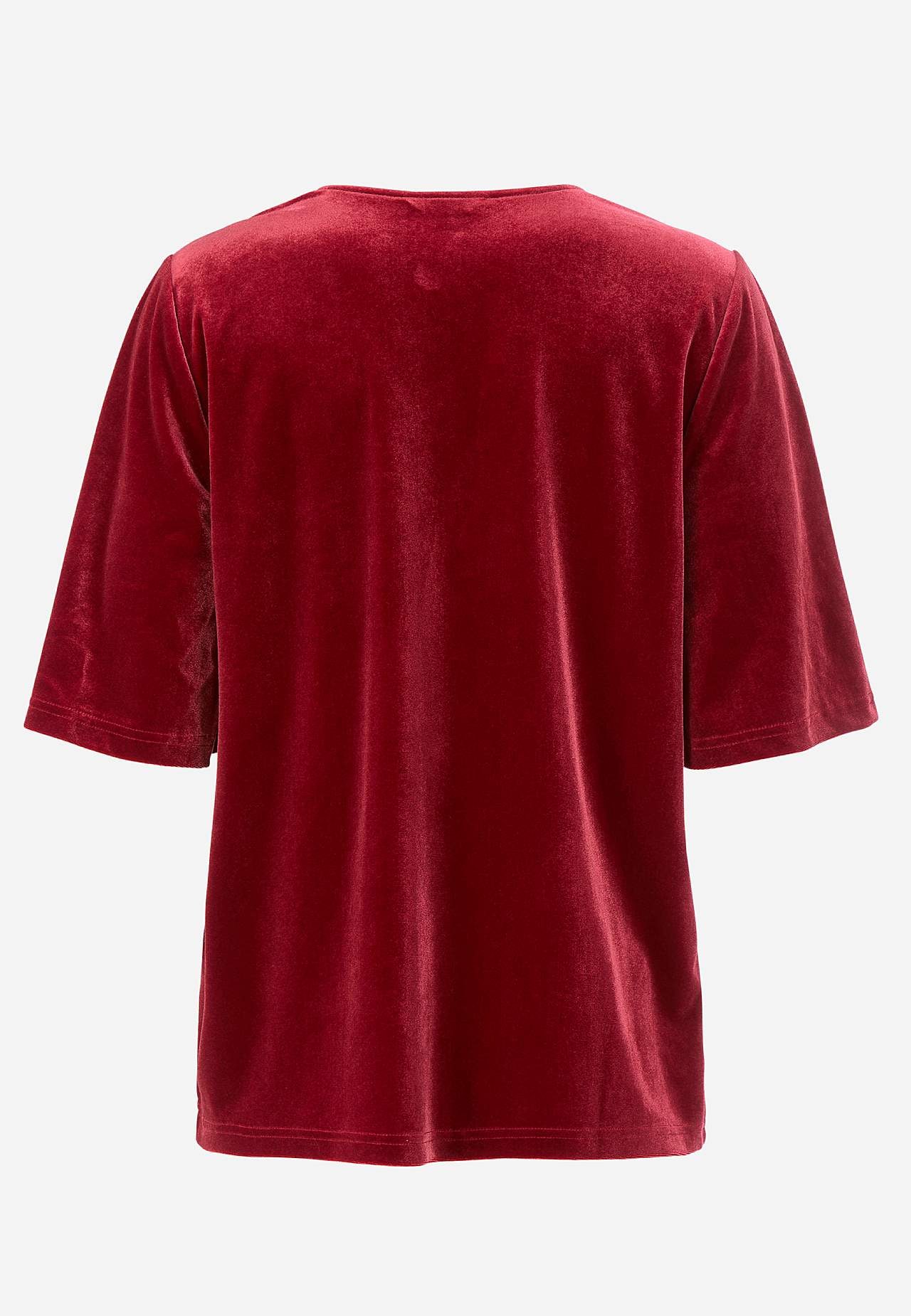 V-kaula-aukkoinen samettitoppi