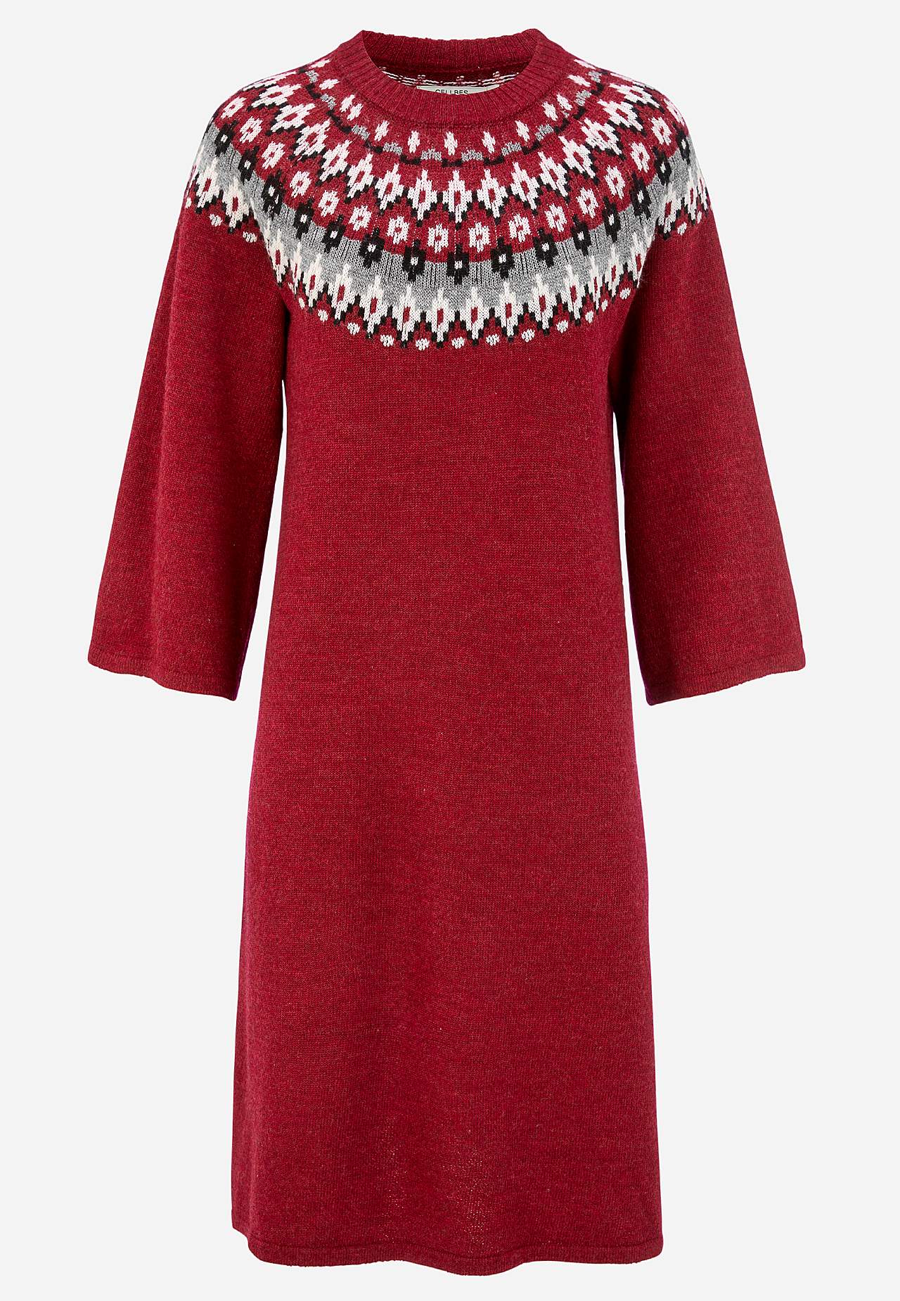 Neulottu, jacquard-kuvioinen mekko