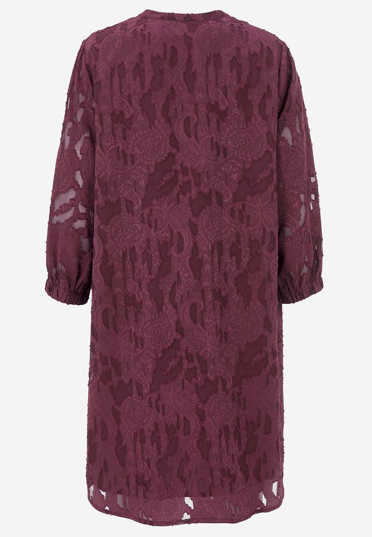 Jacquard-neuloksinen, läpikuultava mekko