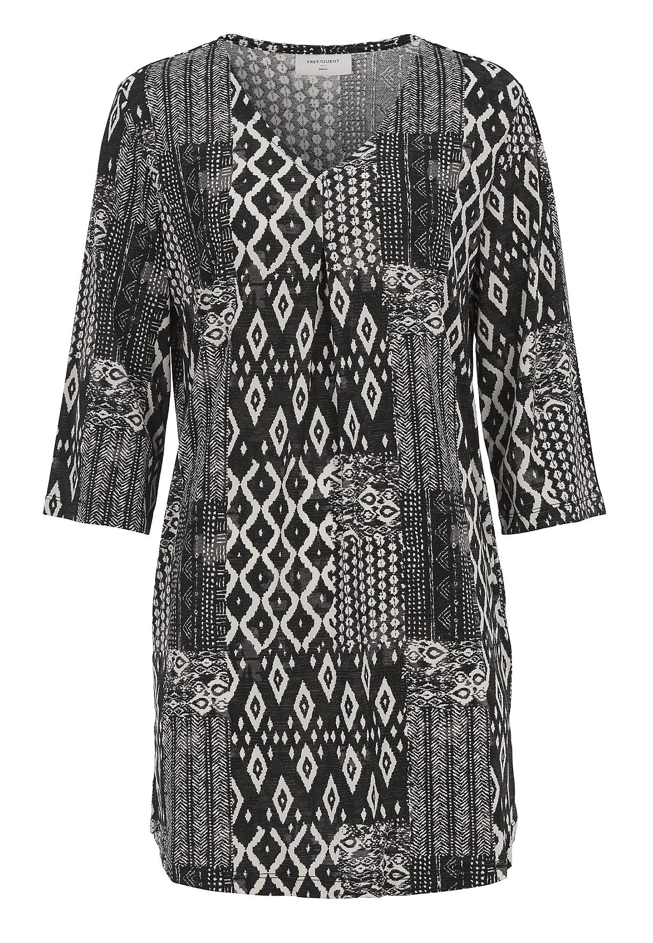 Kuvioitu trikootunika taskuilla