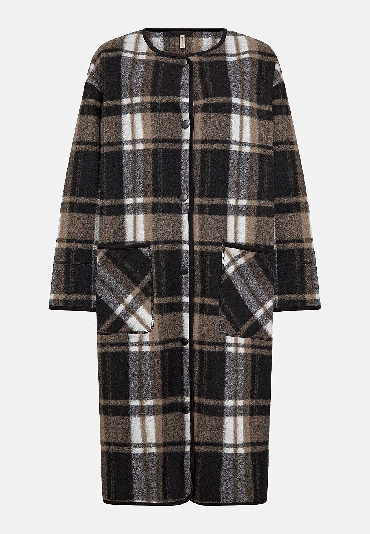 Huovutettu, ruudullinen takki