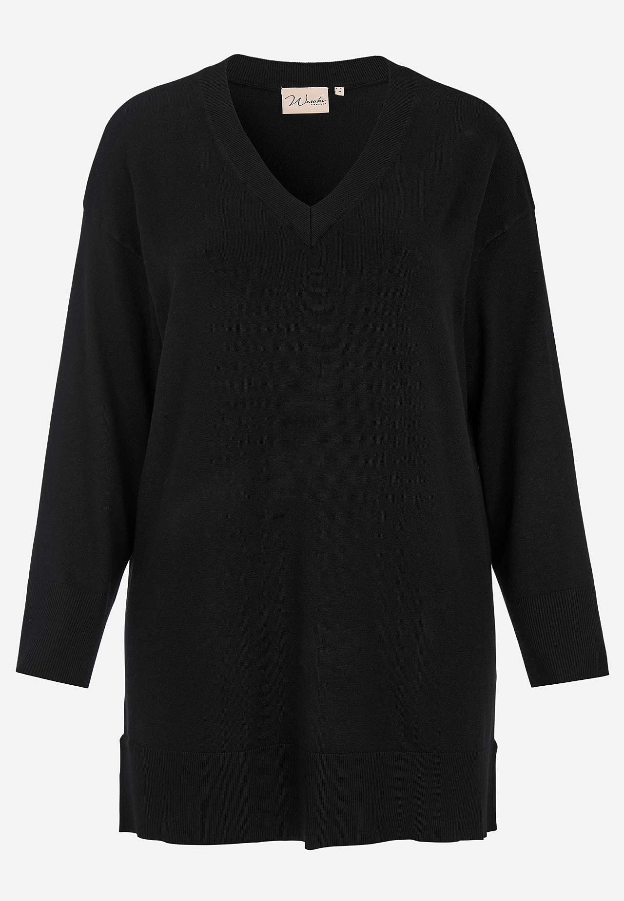 Tiheäsilmukkainen neule V-aukolla